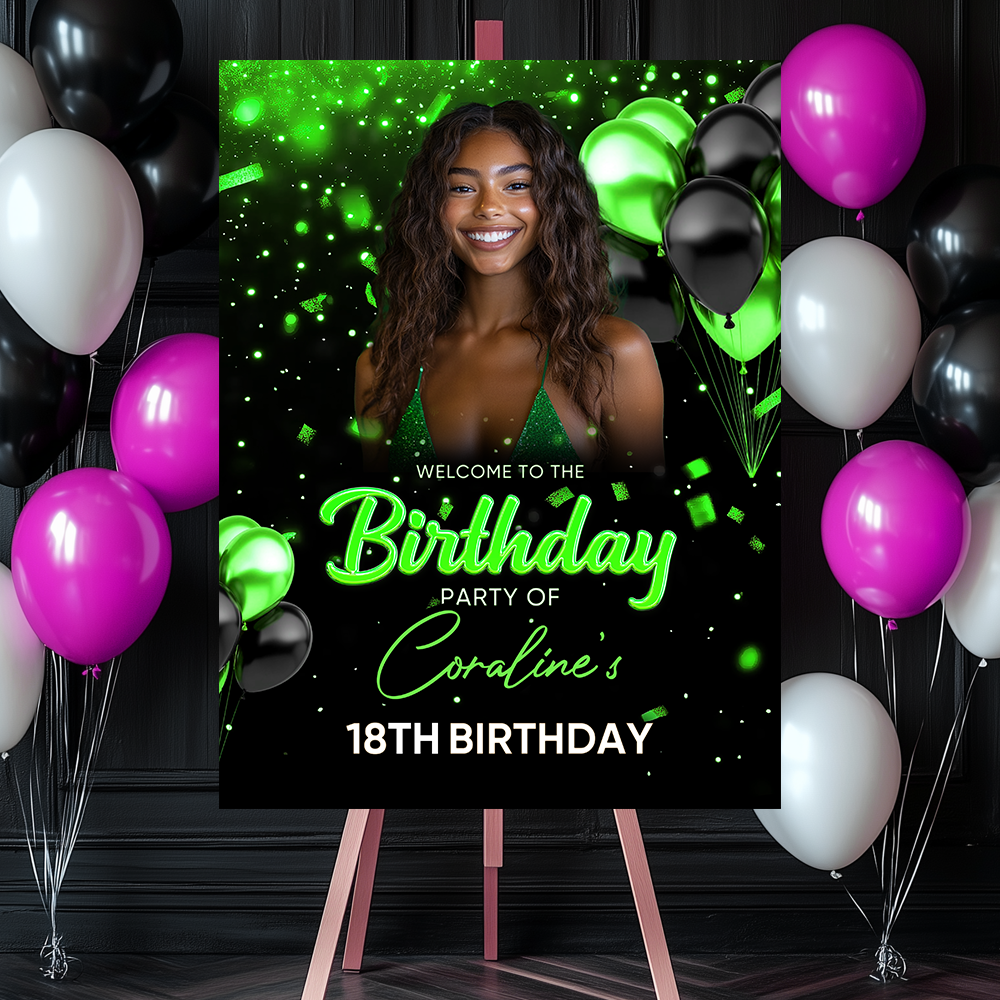 Welcome To The Birthday - Custom Name & Photo Law Sign - Welcome To My Birthday Sign