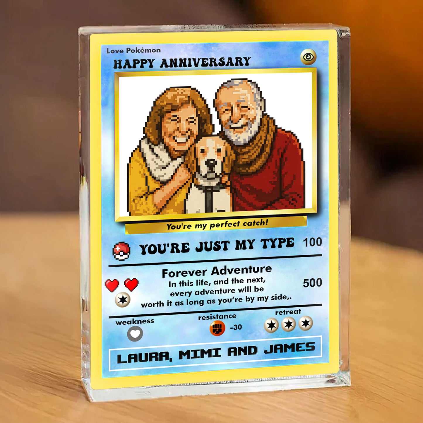 Pokemon Anniversary Card - Custom Shape Acrylic Block Plaque