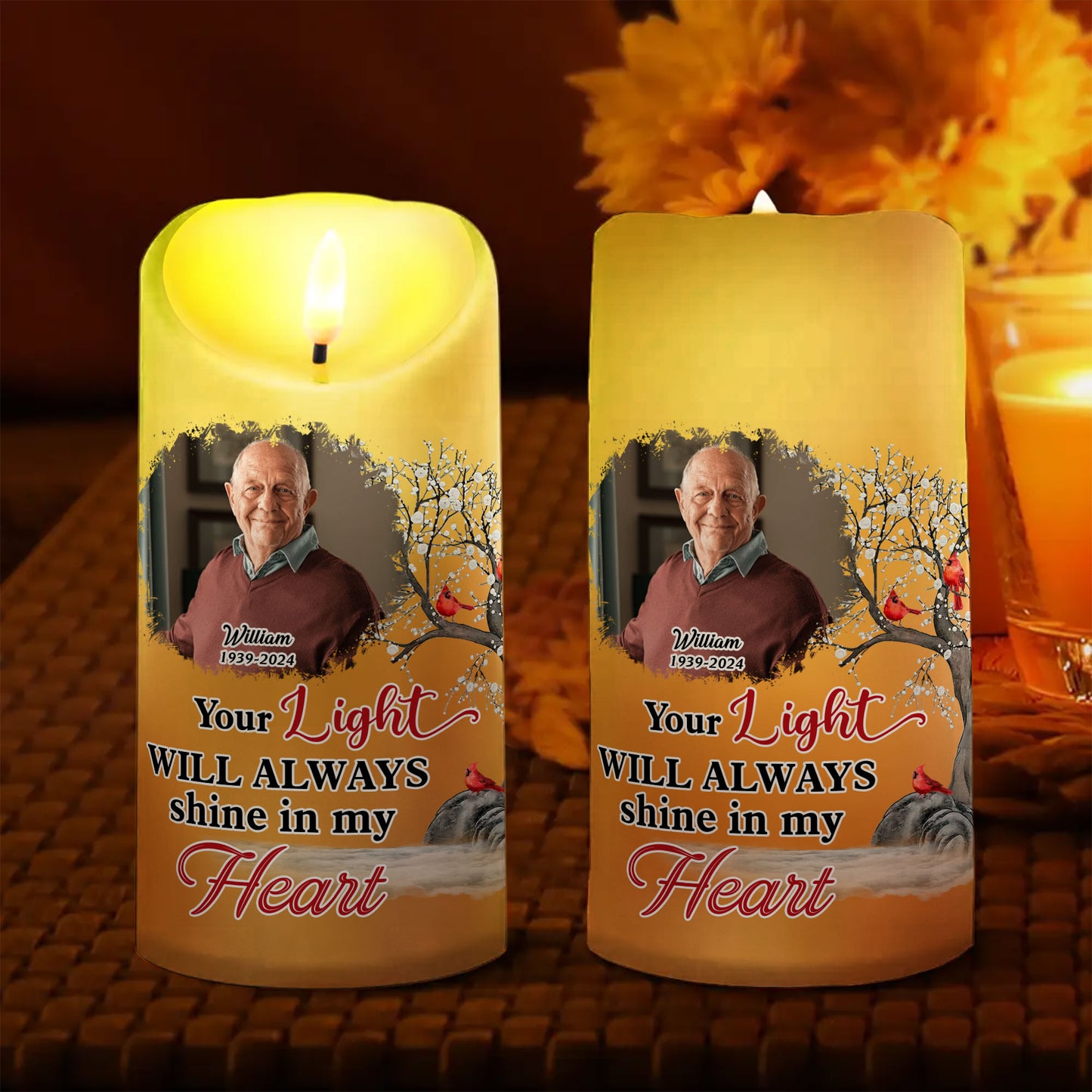 Your light will always shine - Personalizes Photo LED Candle