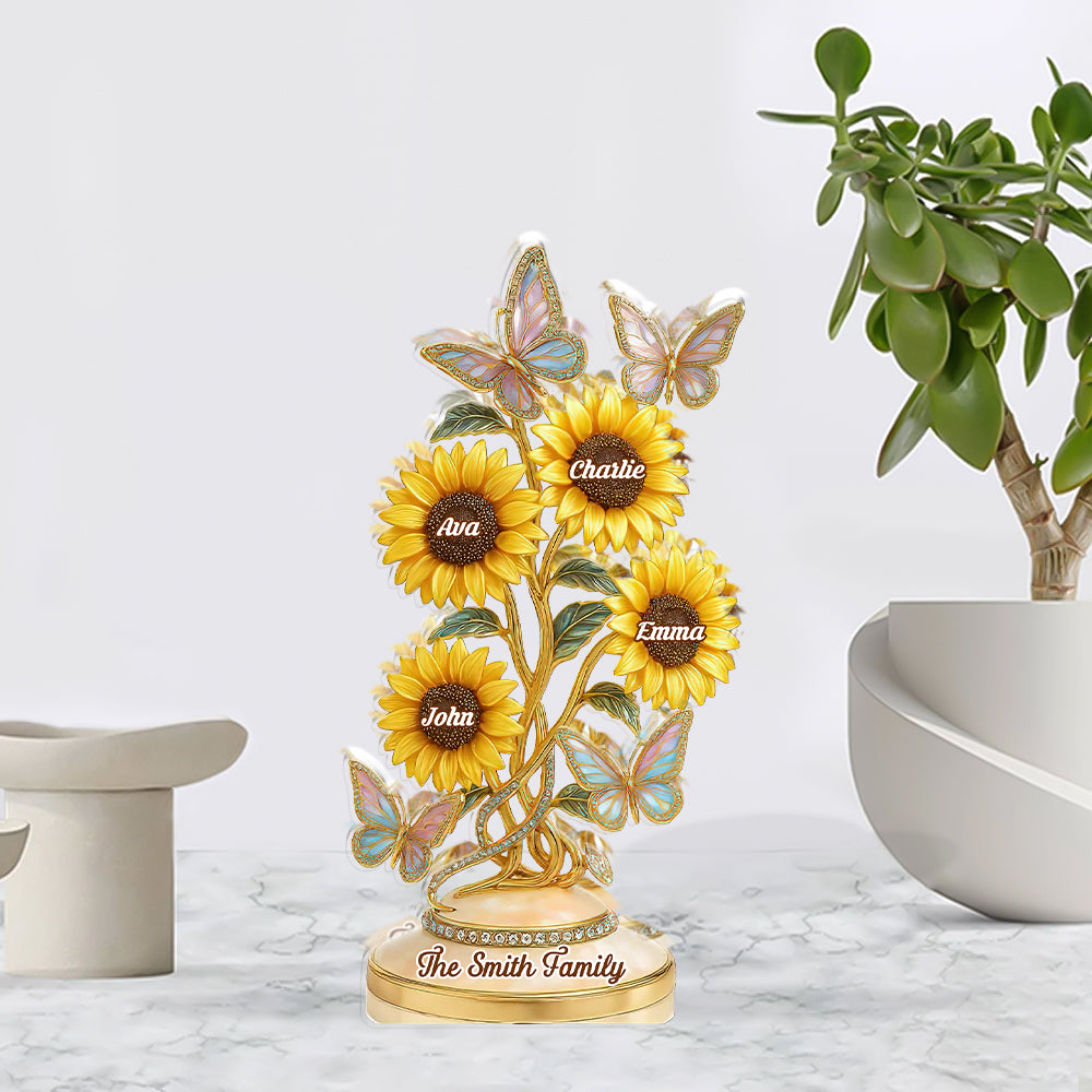 Our Family Flower - Personalized Custom Shaped Acrylic Plaque - Sunflowers