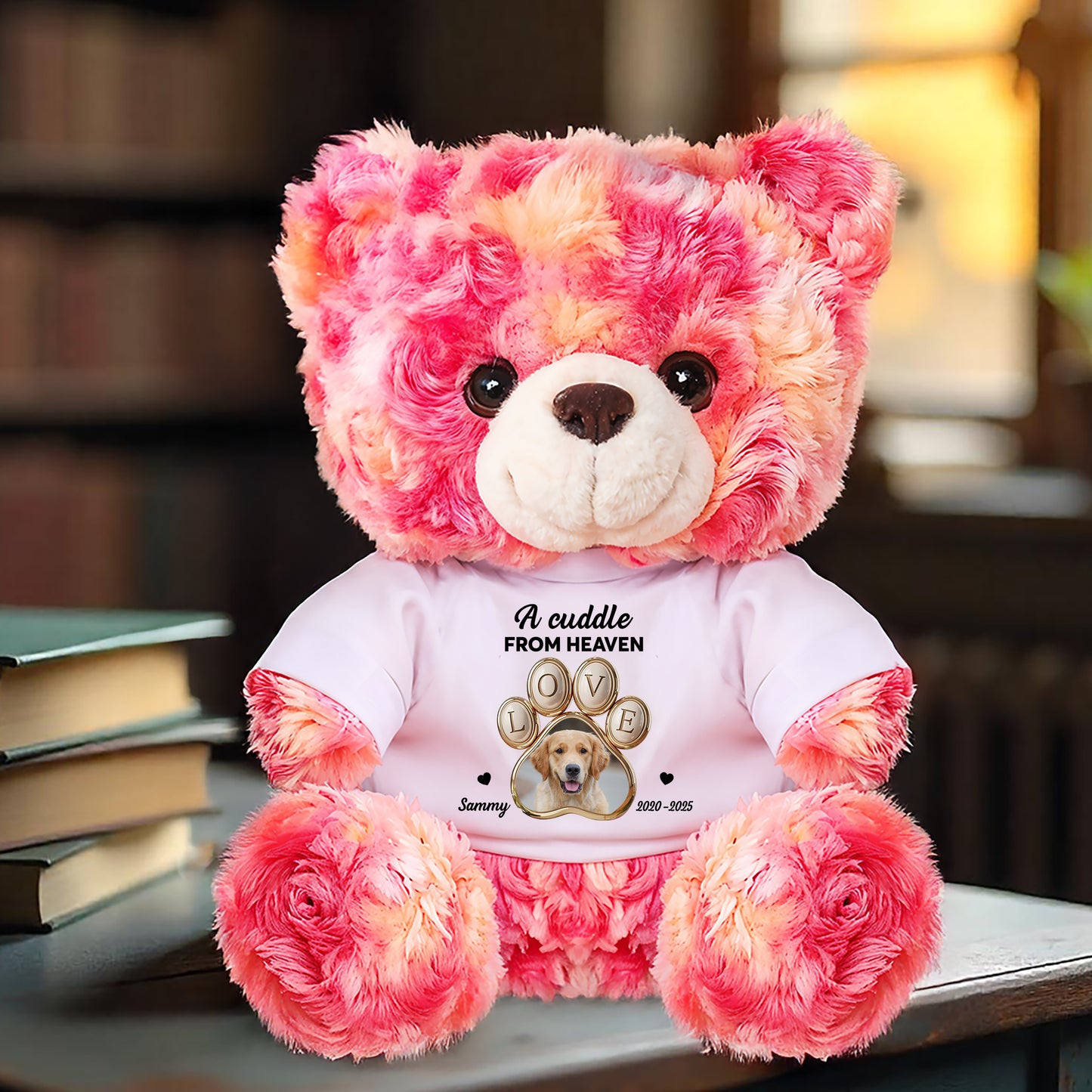 A Cuddle From Heaven - Personalized Pet Memorial Gift - Custom Name and Photo Teddy Bear
