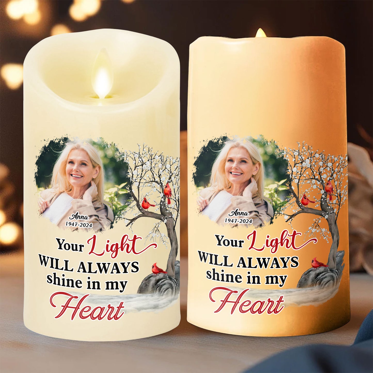 Your light will always shine - Personalizes Photo LED Candle