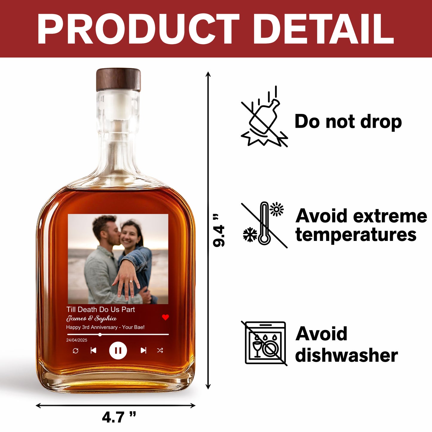 Custom Your Favorite Song, Photo and Name - Personalized Custom Whiskey Bottle