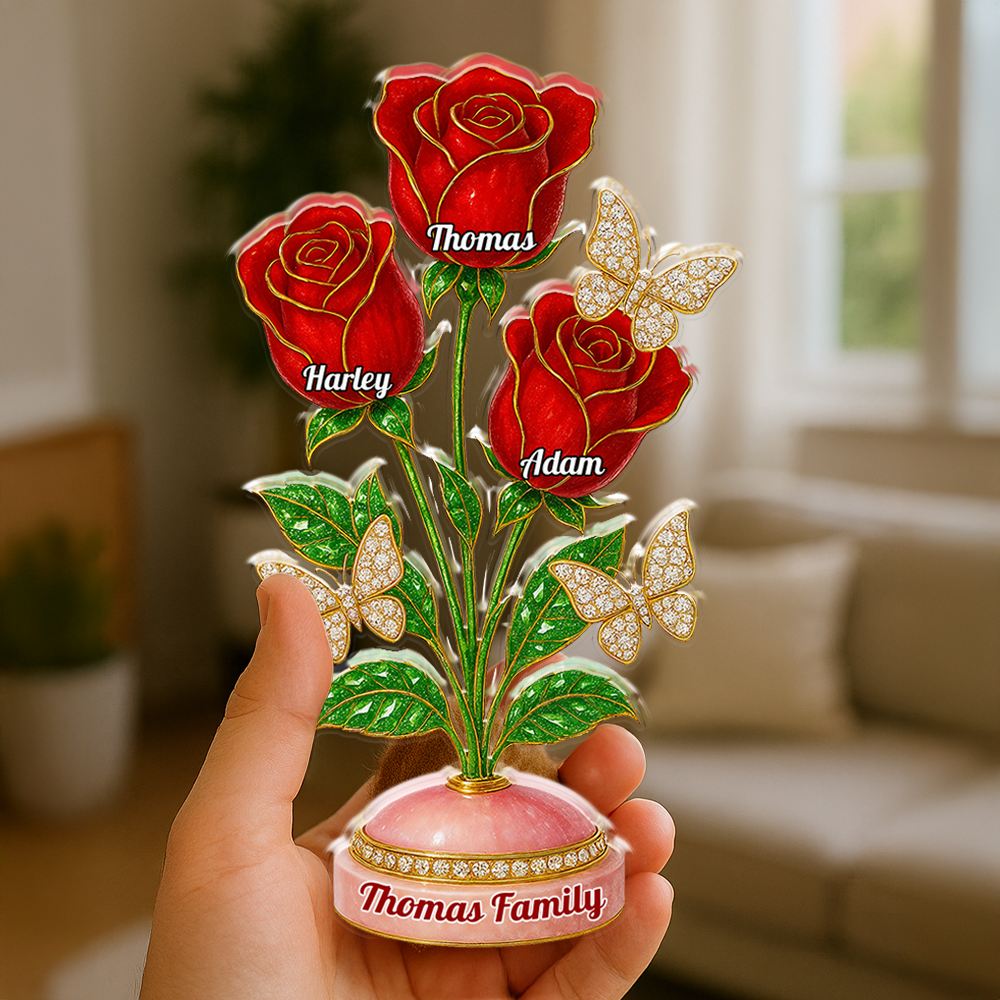 Family Flower - Personalized Custom Shaped Acrylic Plaque - Rose