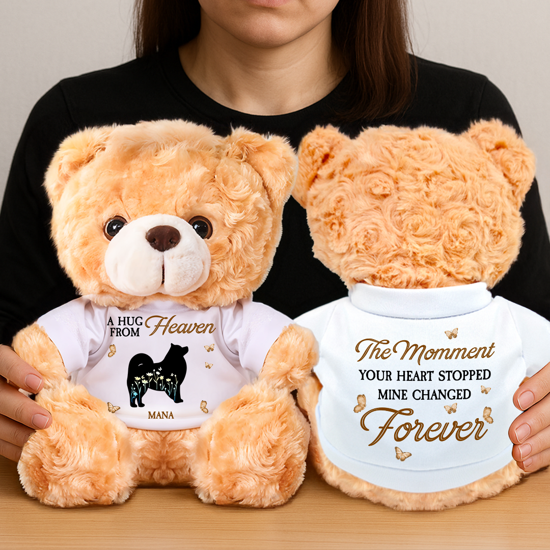 A Hug From Heaven - Personalized Dog Memorial Bear Plush - Custom Name Teddy Bear