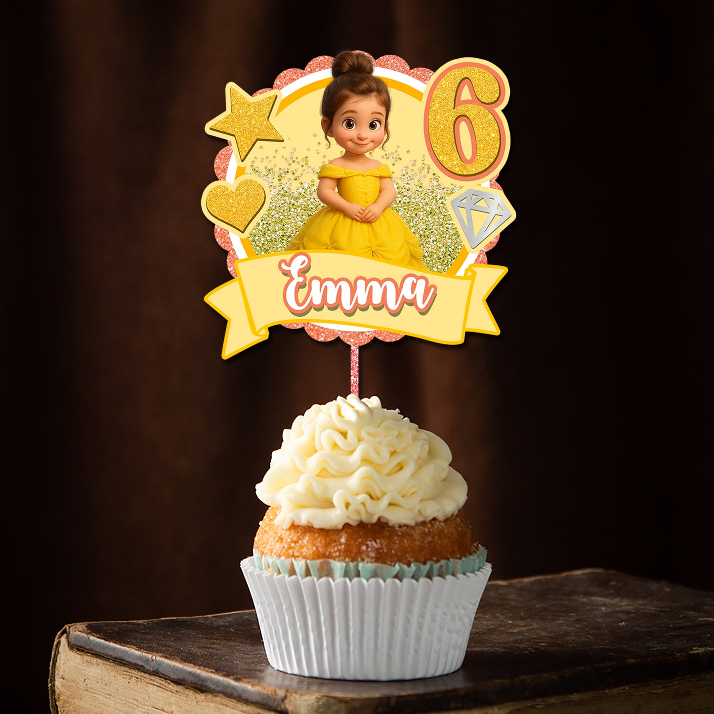 Princess Baby Birthday Face Photo - Custom Birthday Party Face Cupcake Toppers, Birthday Decorations, Physical Product
