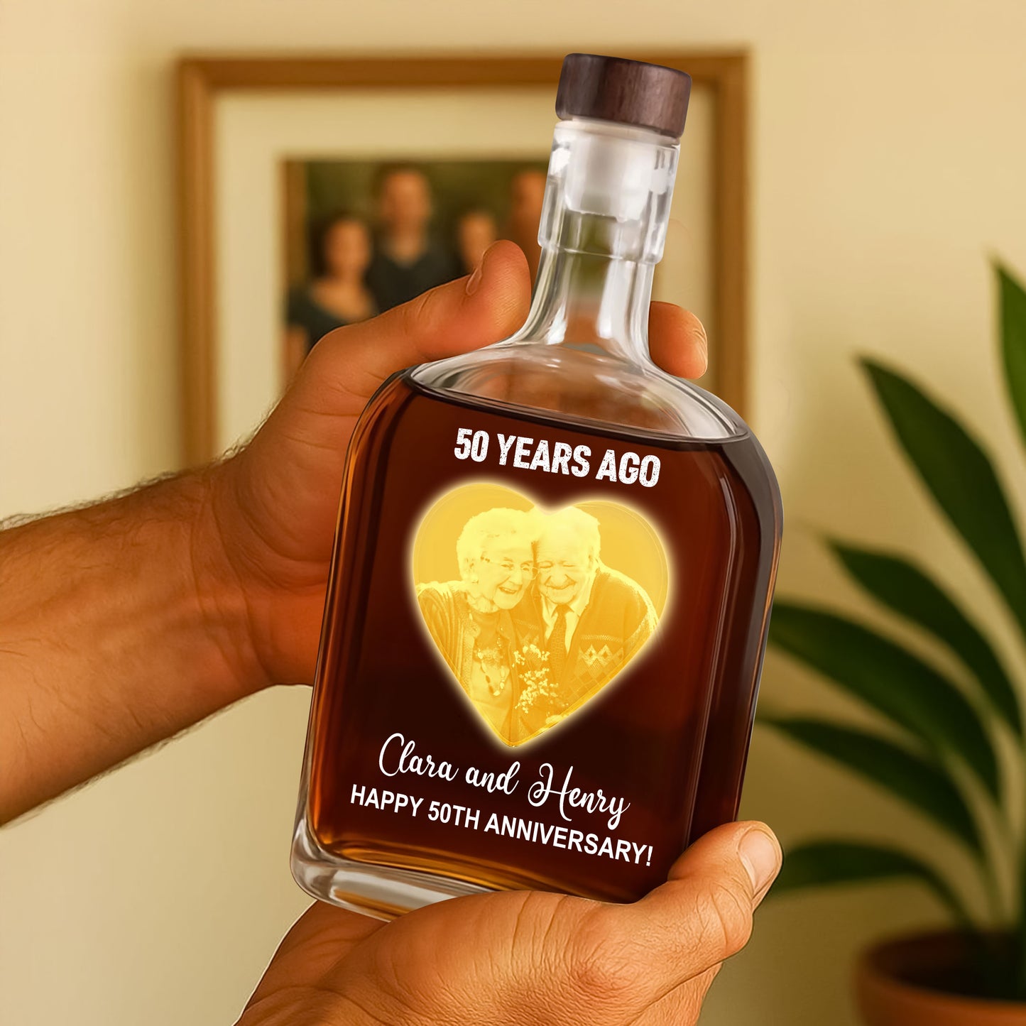 Happy Anniversary Gift - Custom Couple Name and Photo - Personalized Custom Whiskey Bottle