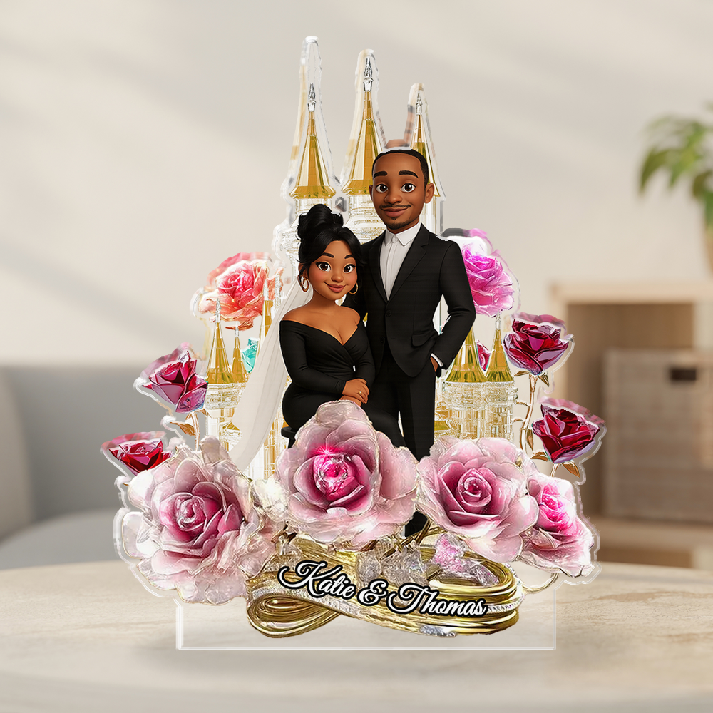Couple Wedding - Custom Photo and Name Wedding Gift - Custom Shape Acrylic Block Plaque