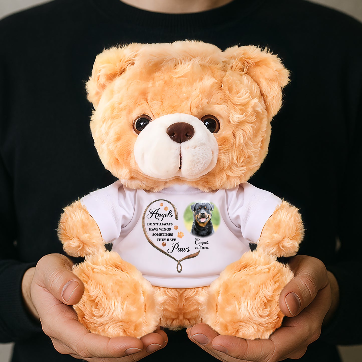 Custom Pet Name and Photo Teddy Bear - Personalized Pet Memorial Bear Plush