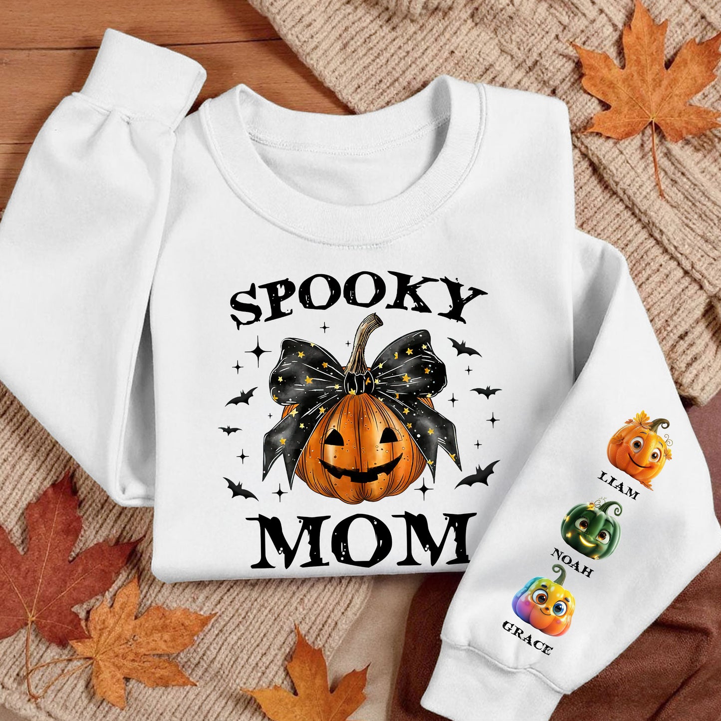 Spooky Grandma Mom Halloween Pumpkin - Custom Name Sweatshirt - Personalized Shirt Custom T-shirt