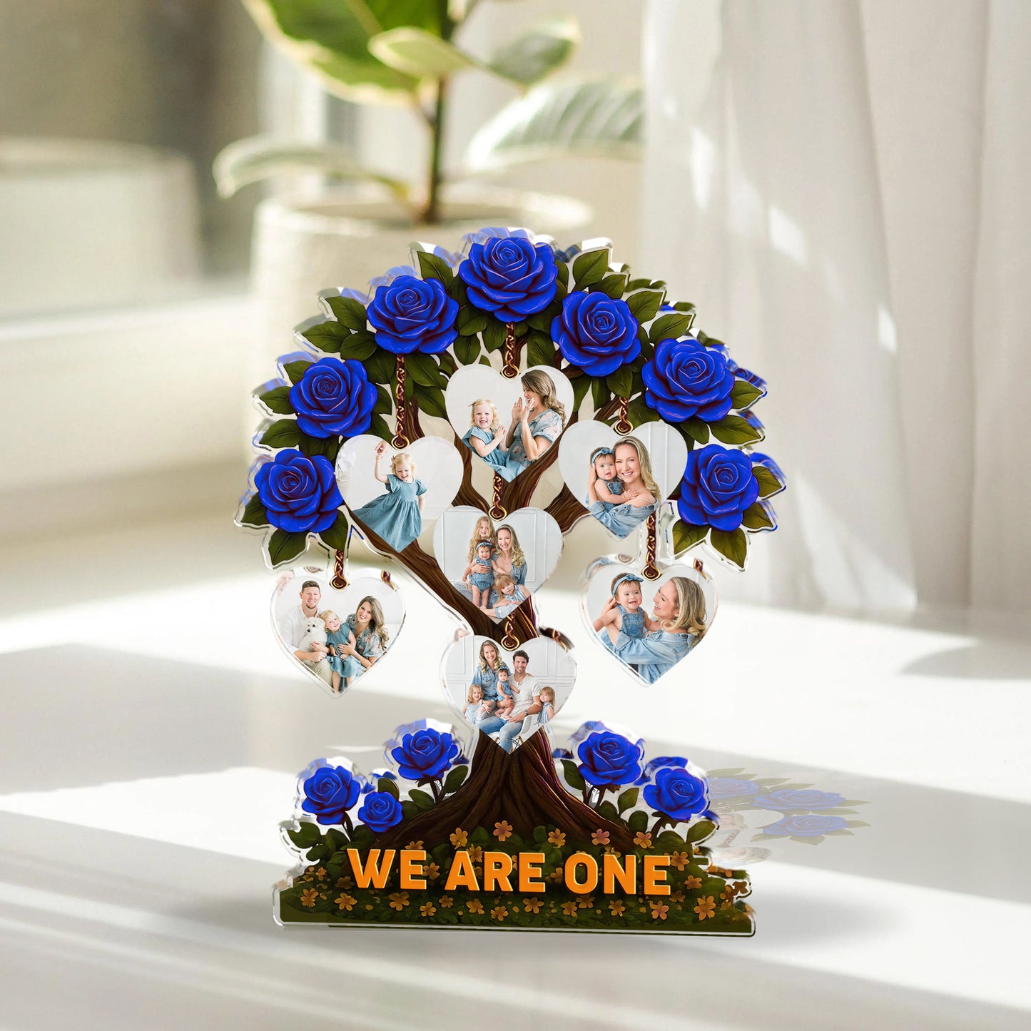 Family Tree Photo - Custom Photo Family Gift - Custom Shape Acrylic Block Plaque