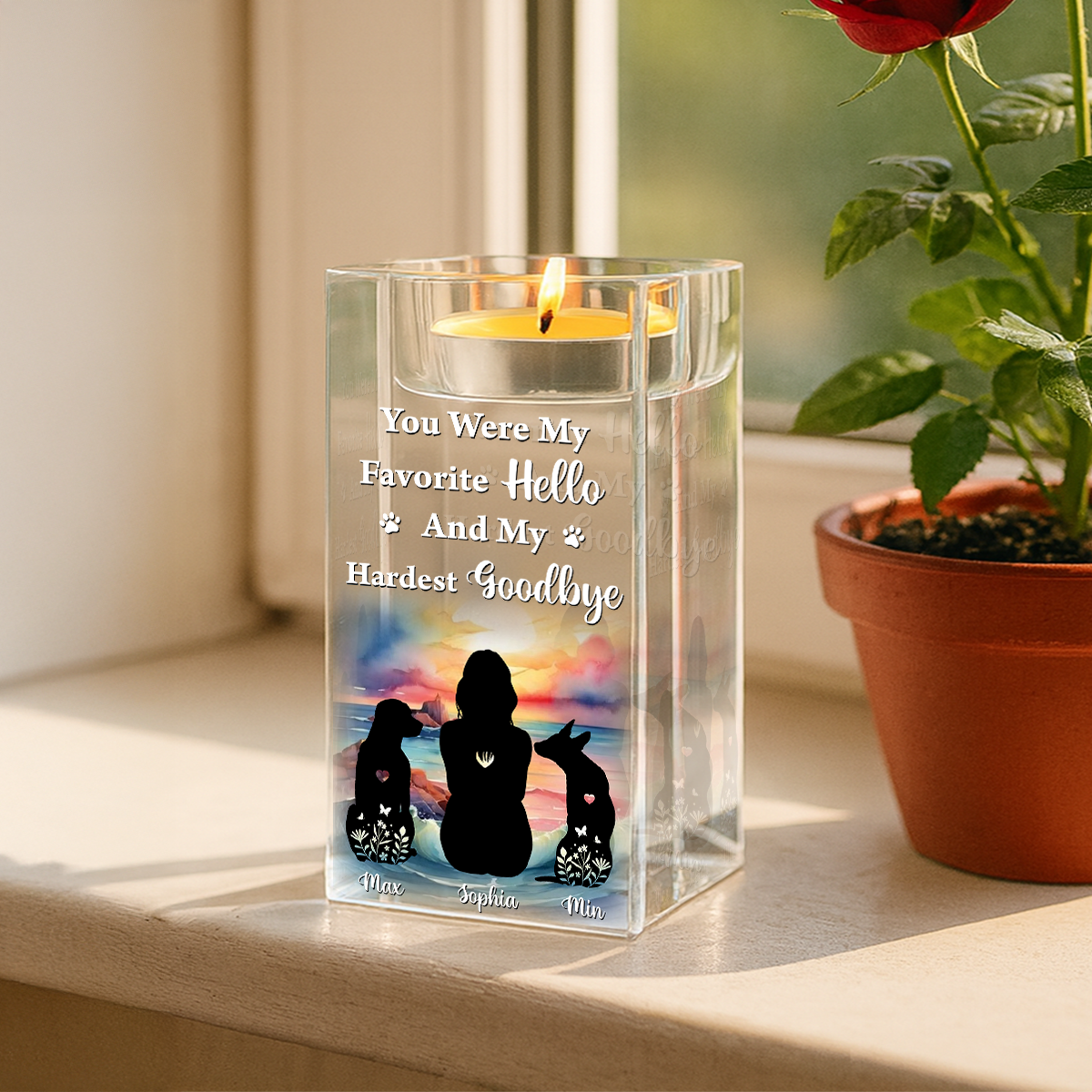 My Hardest Goodbye - Personalized Crystal Candle Holder - Pet Memorial