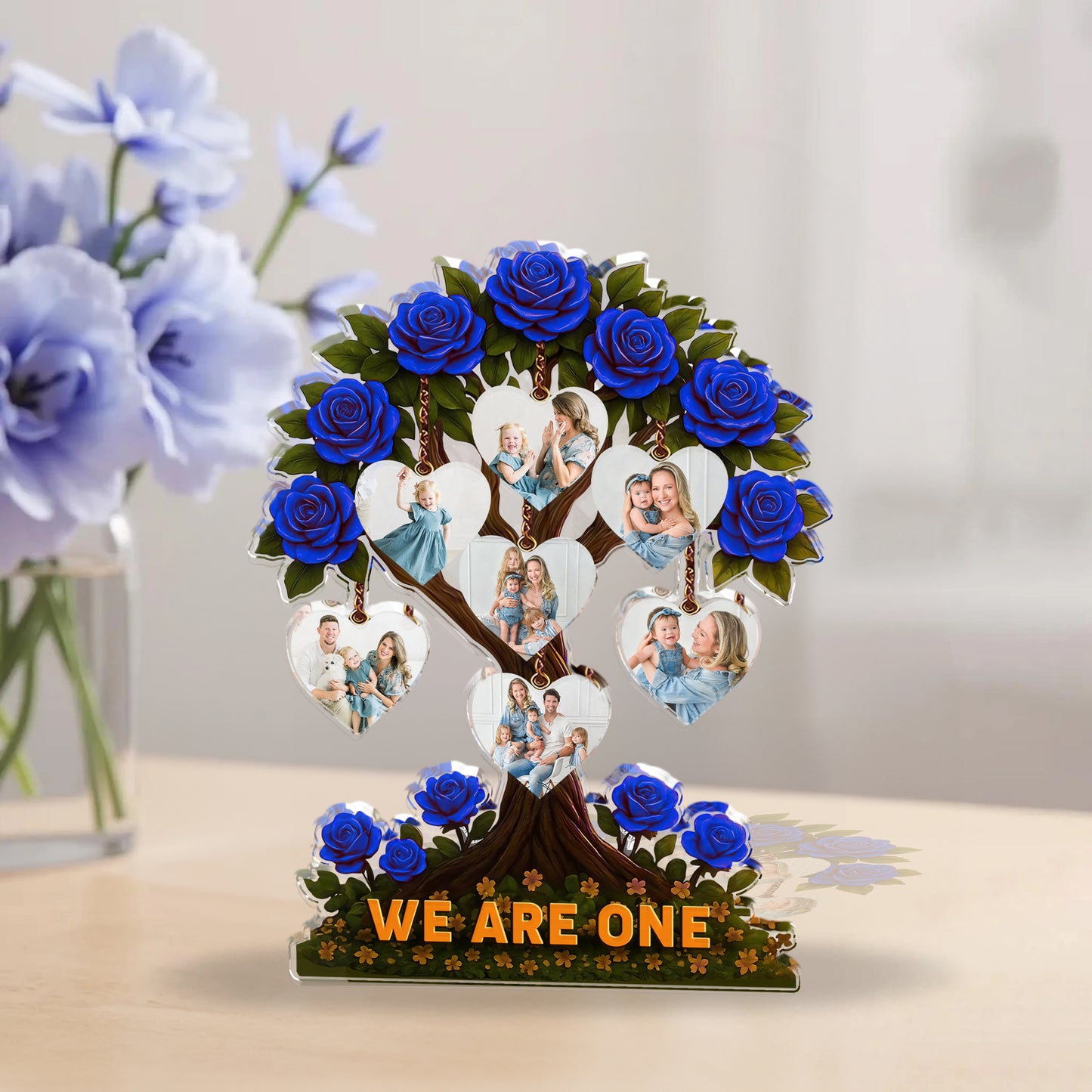 Family Tree Photo - Custom Photo Family Gift - Custom Shape Acrylic Block Plaque