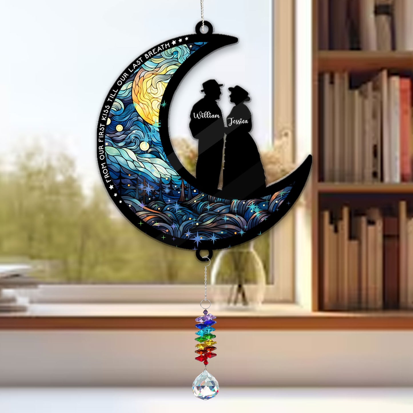 Our First Kiss And Last Breath - Ornament Hanging Piece With Crystal Charm - Couple Gift