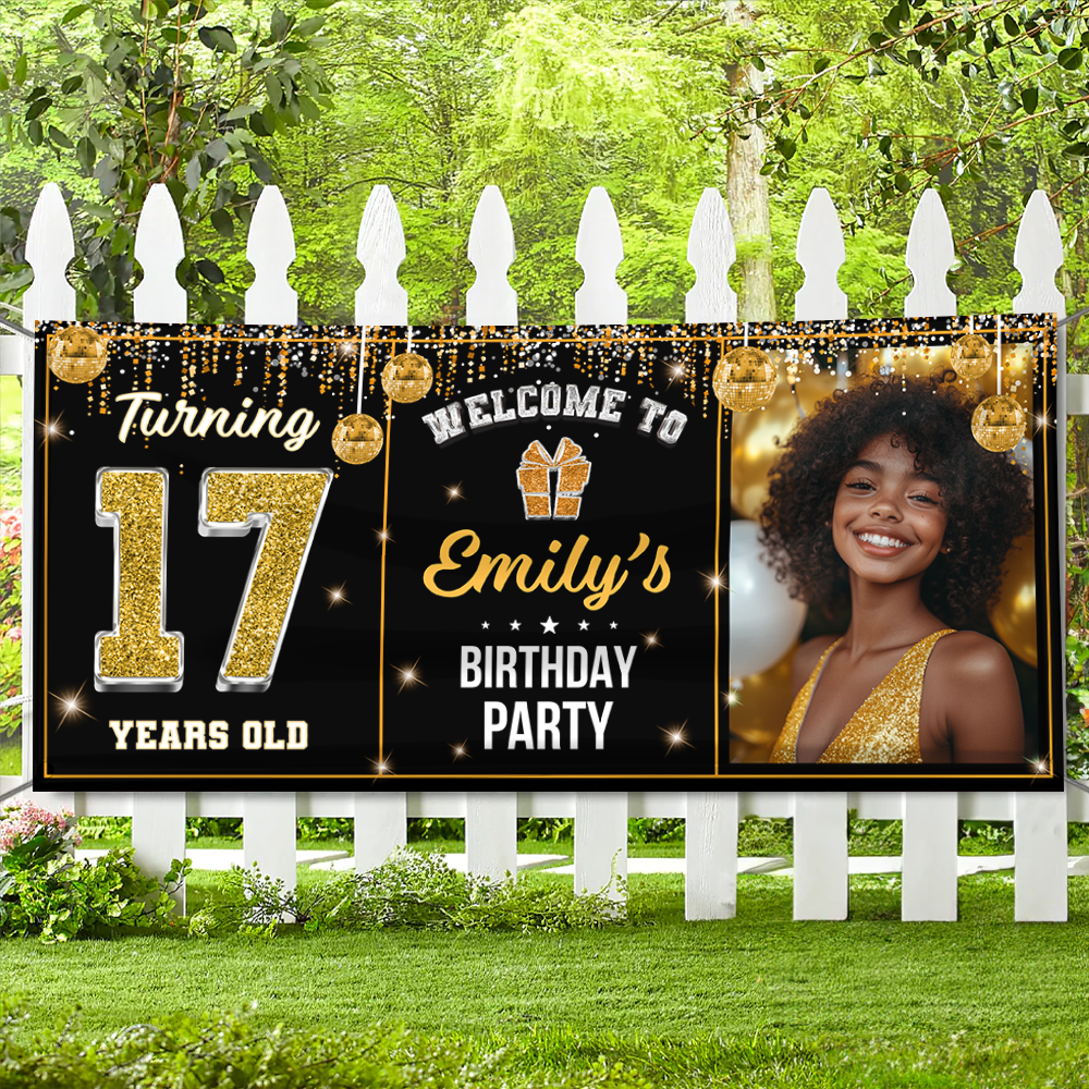 Personalized Birthday Party Banner – Custom Name and Photo Birthday Party Sign