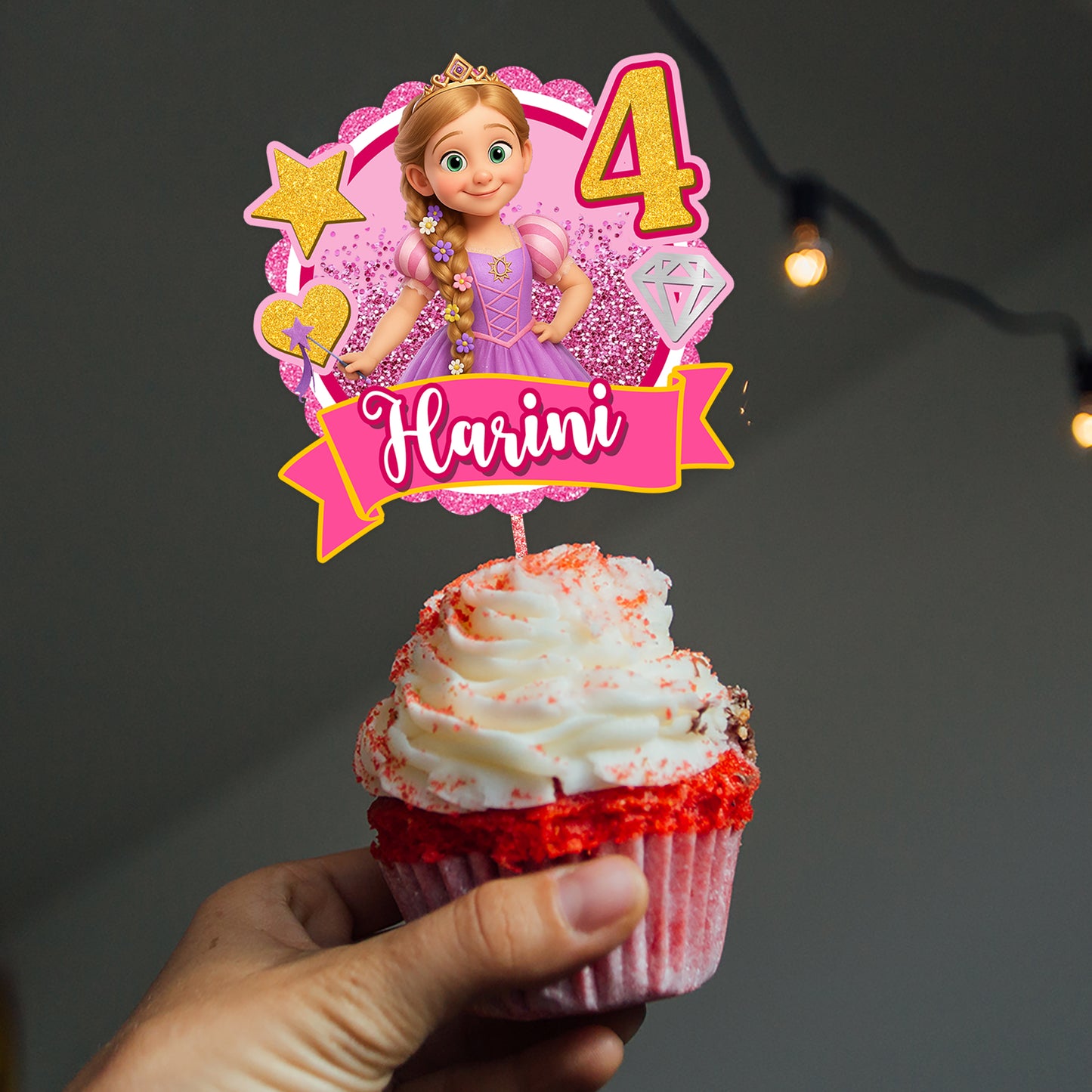 Princess Baby Birthday Face Photo - Custom Birthday Party Face Cupcake Toppers, Birthday Decorations, Physical Product