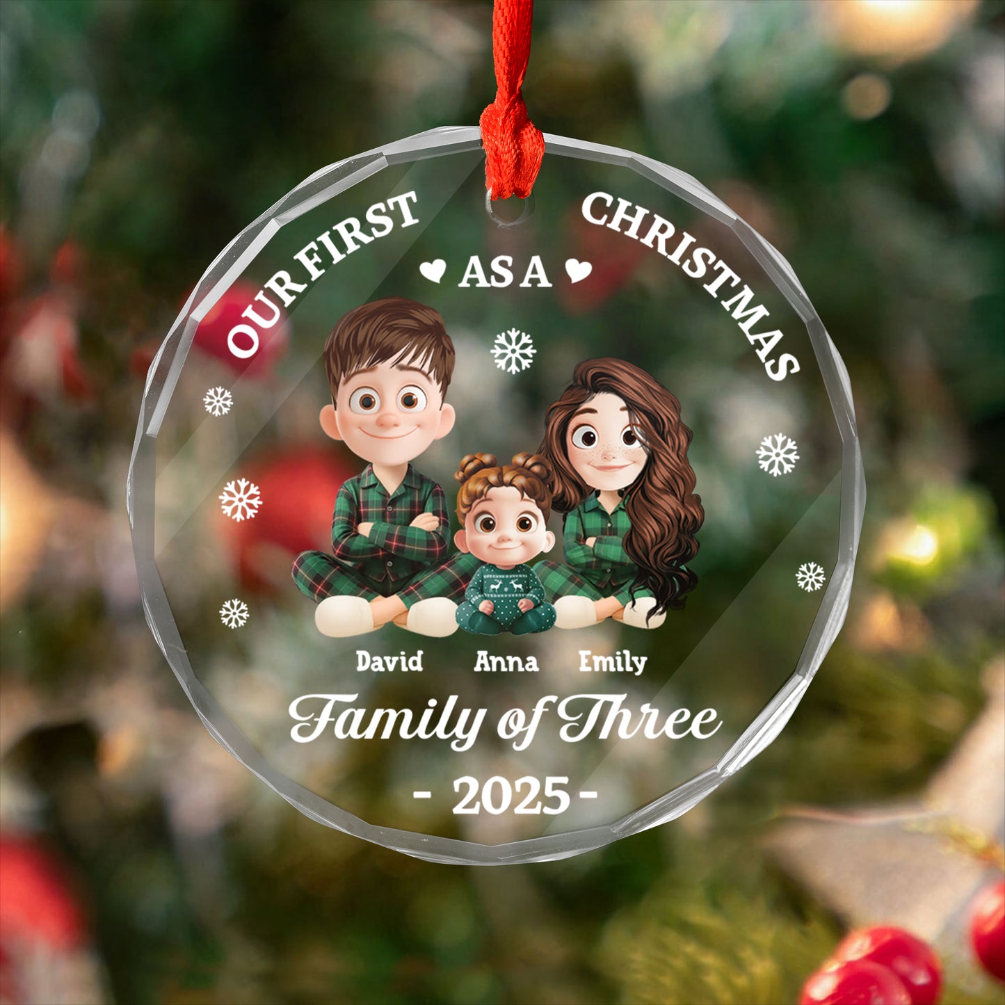 Our First Christmas - Custom Name and Appearance - Personalized Custom Glass Ornament