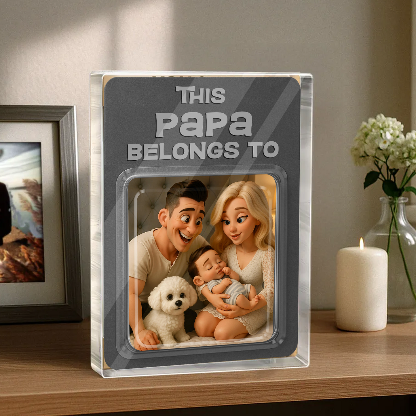 This Daddy Belong To - Family Photo Acrylic Block - Custom Acrylic Block Plaque