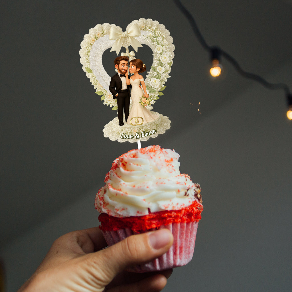 Couple Custom Photo - Custom Wedding Party Face Cupcake Toppers, Wedding Decorations, Physical Product