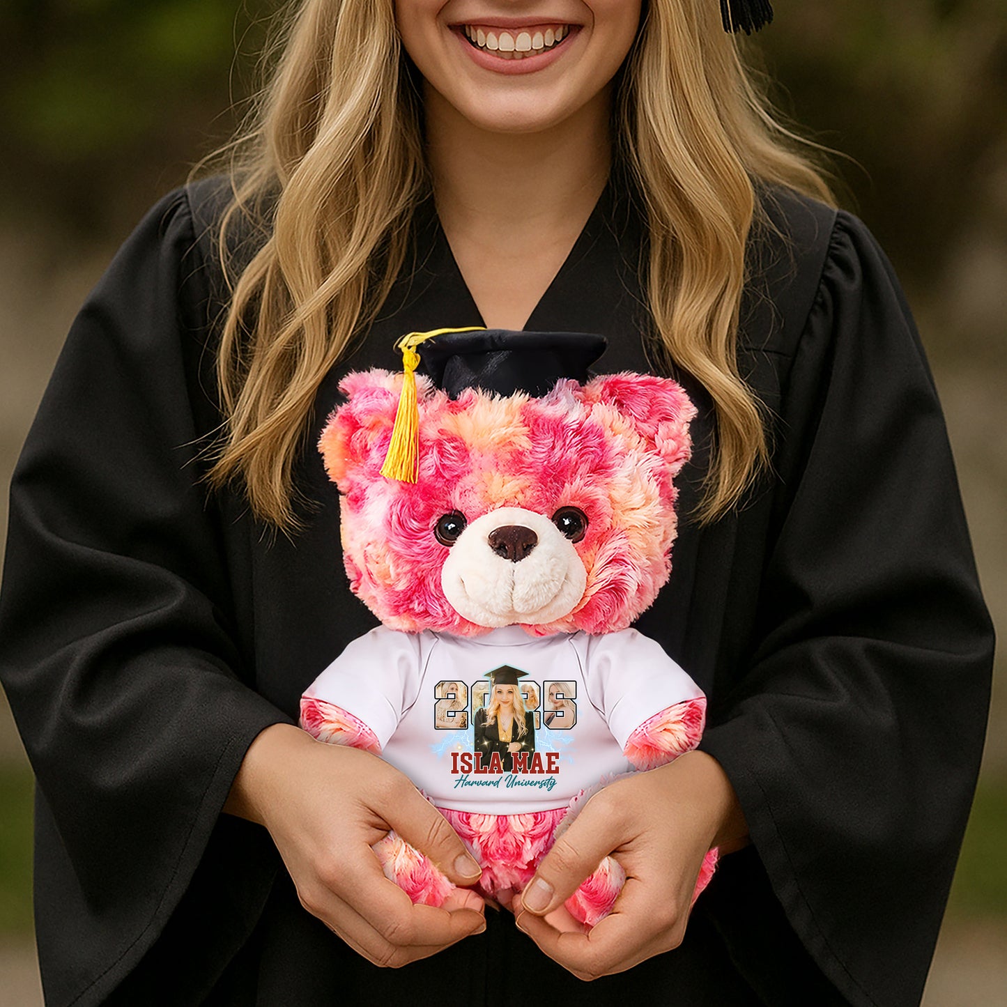 2025 Graduation Teddy Bear Plush - Custom Photo and Name - Graduate Bear With Cap