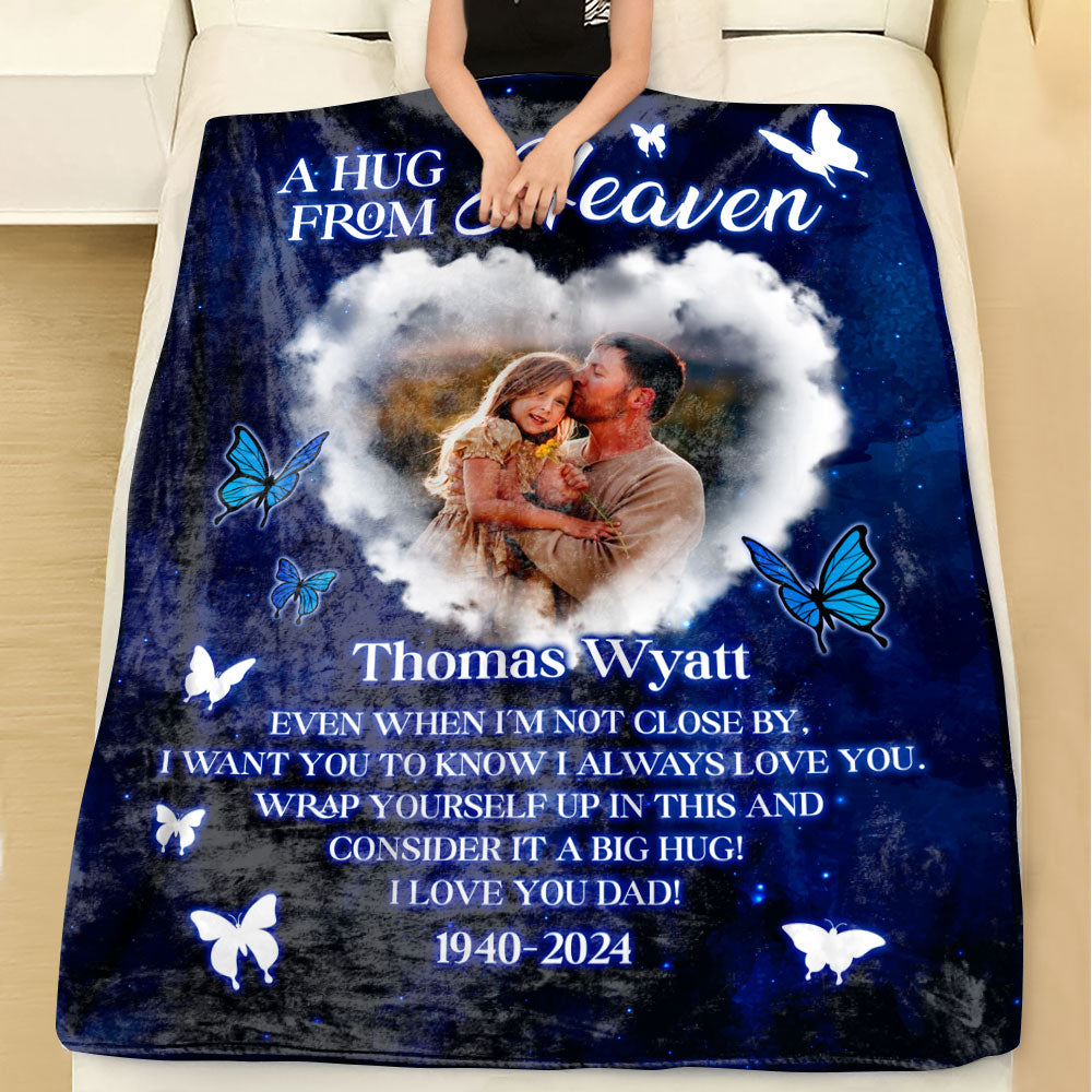 Custom Photo A Hug From Heaven - Memorial Personalized Custom Blanket - Sympathy Gift