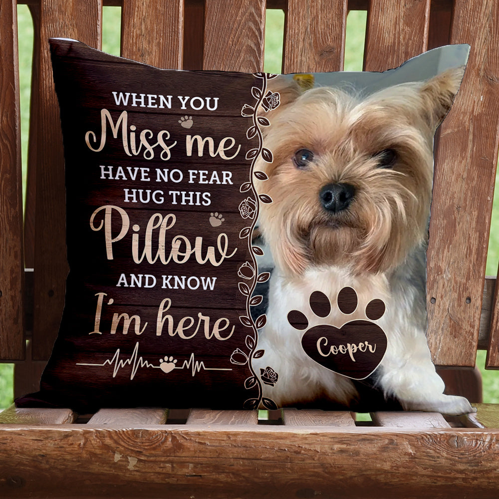 When You Miss Me - Custom Name and Photo Pillow - Memorial Gift