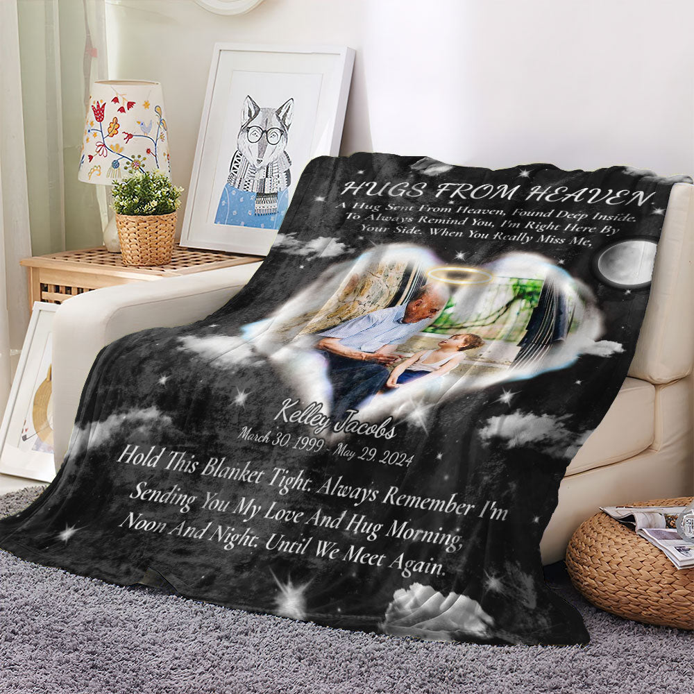 Hugs From Heaven - Custom Memorial Gift - Personalized Memorial Custom Blanket