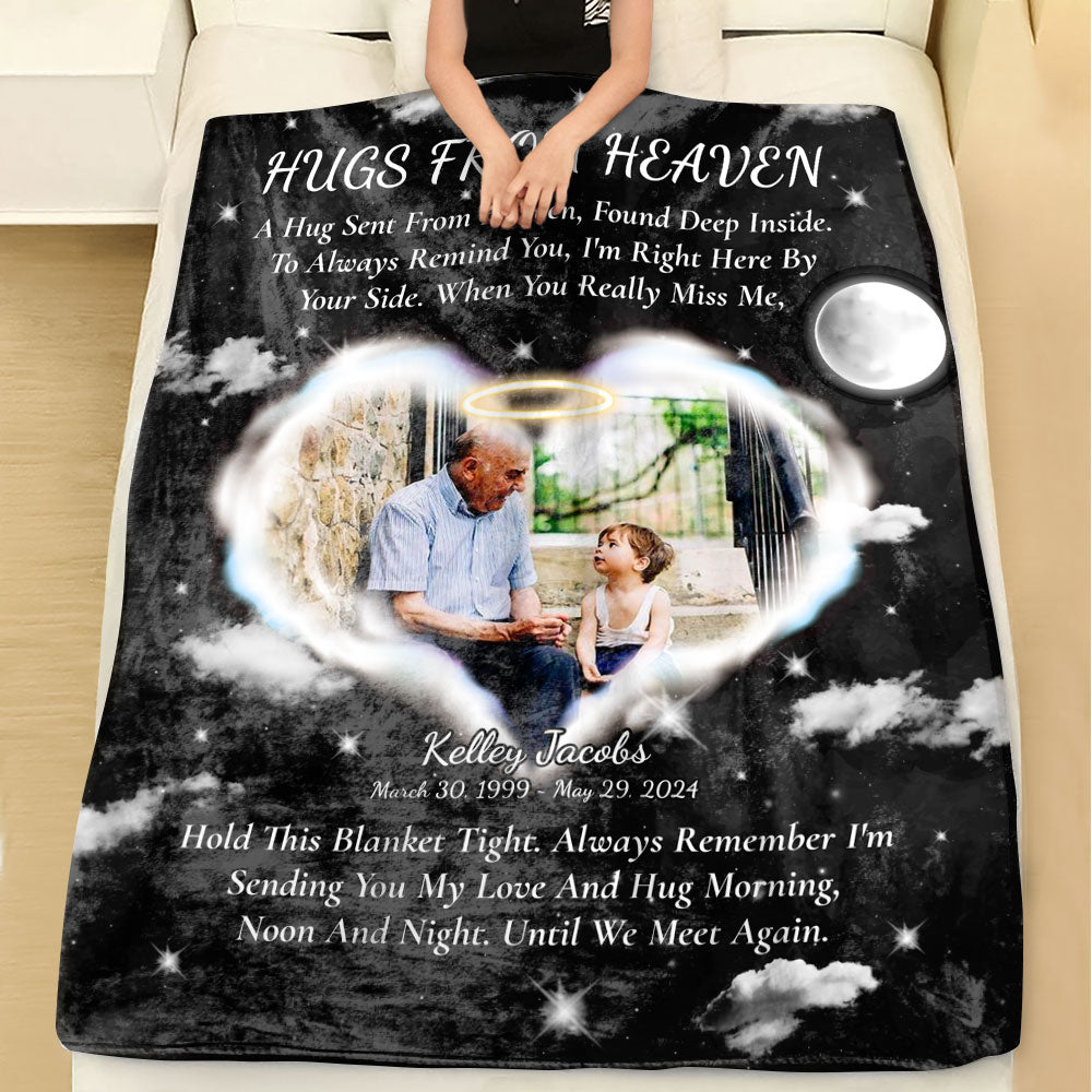 Hugs From Heaven - Custom Memorial Gift - Personalized Memorial Custom Blanket
