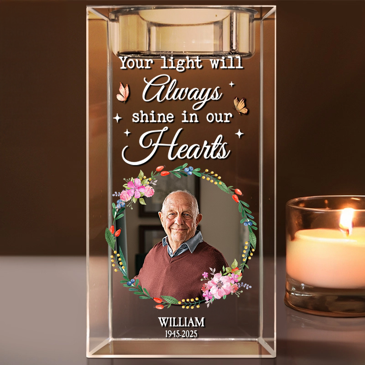 In Loving Memory - Personalized Crystal Candle Holder