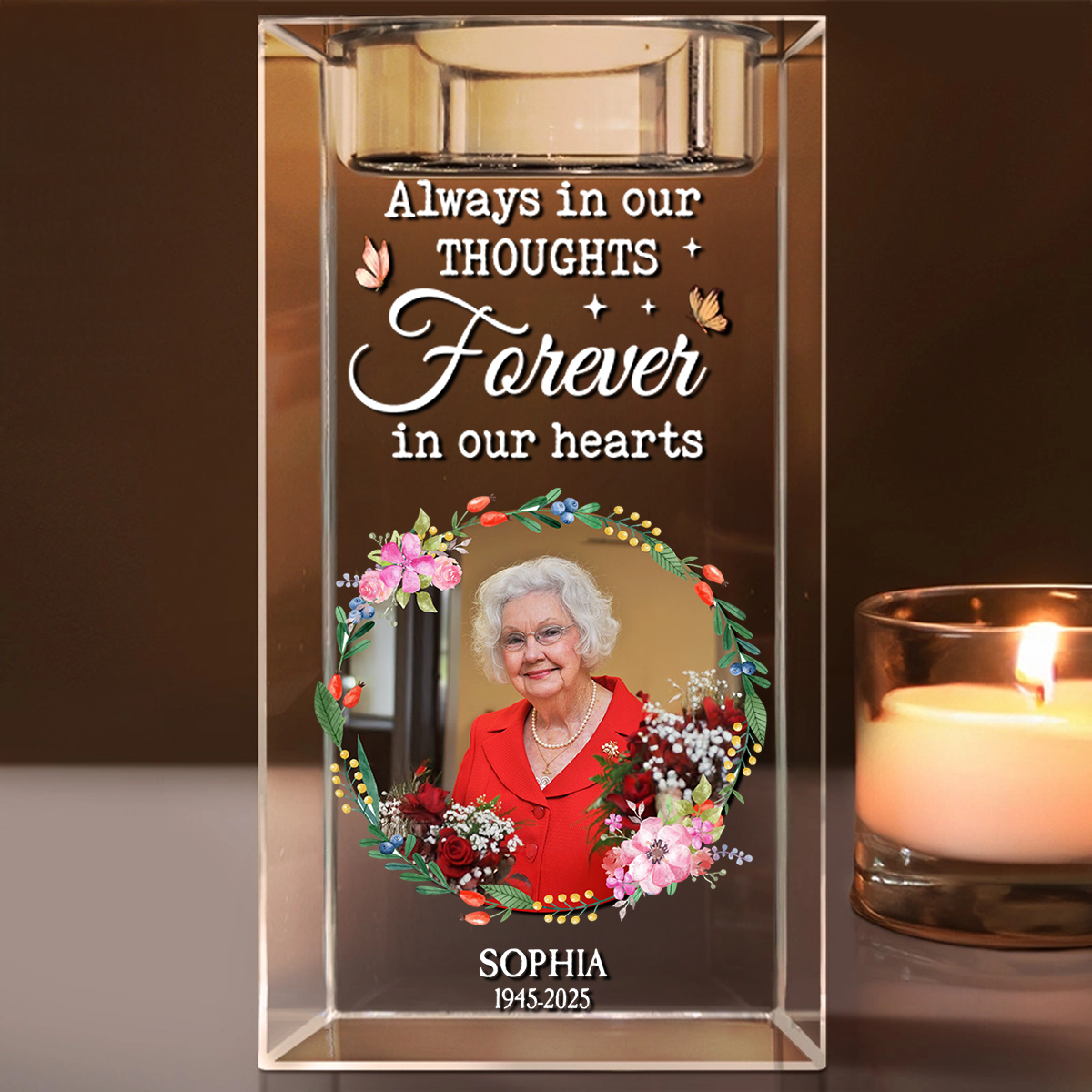 In Loving Memory - Personalized Crystal Candle Holder