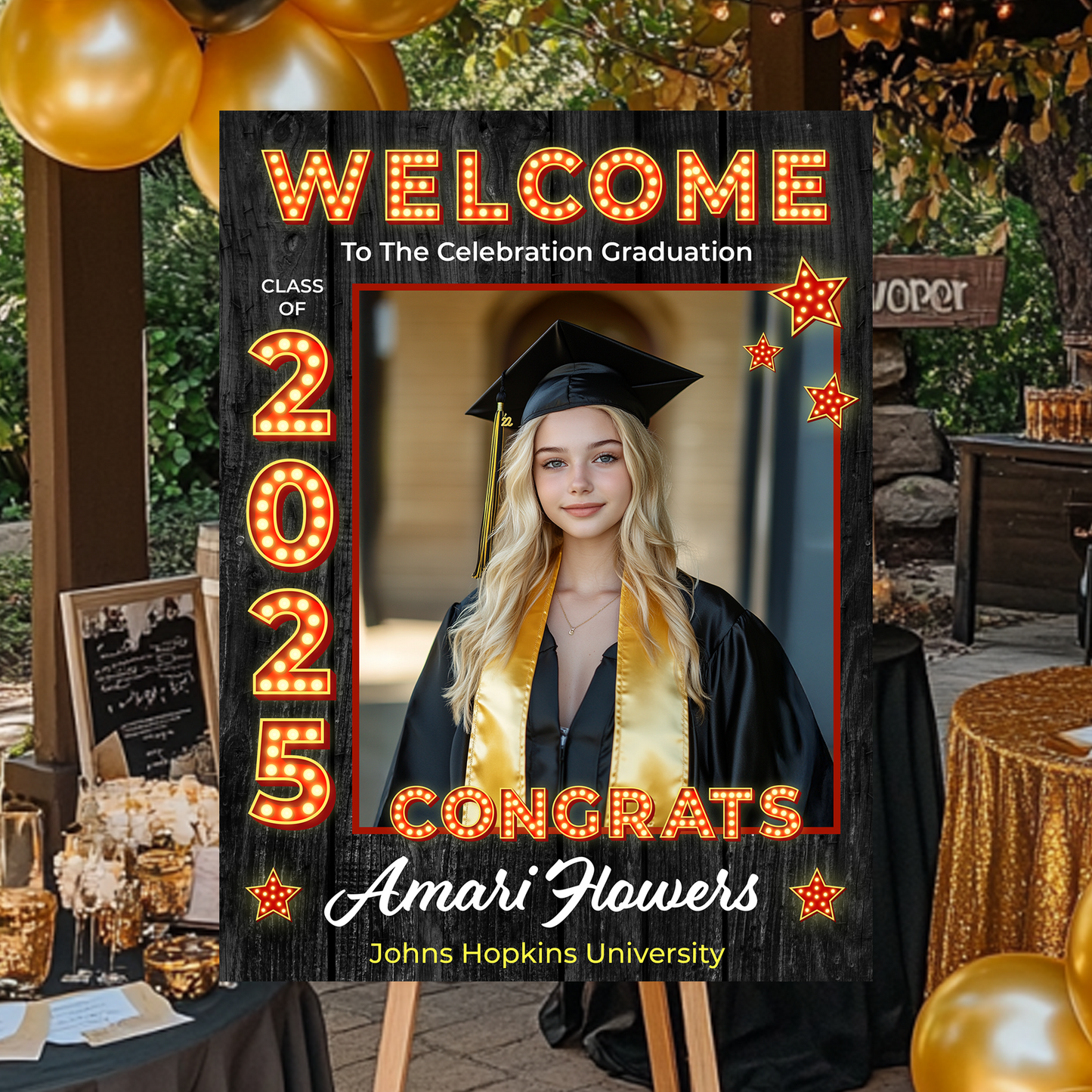 Custom Class Of 2025 - Graduation Party Welcome Sign - Custom Photo Grad Party Sign - Personalized Graduation Sign For Party