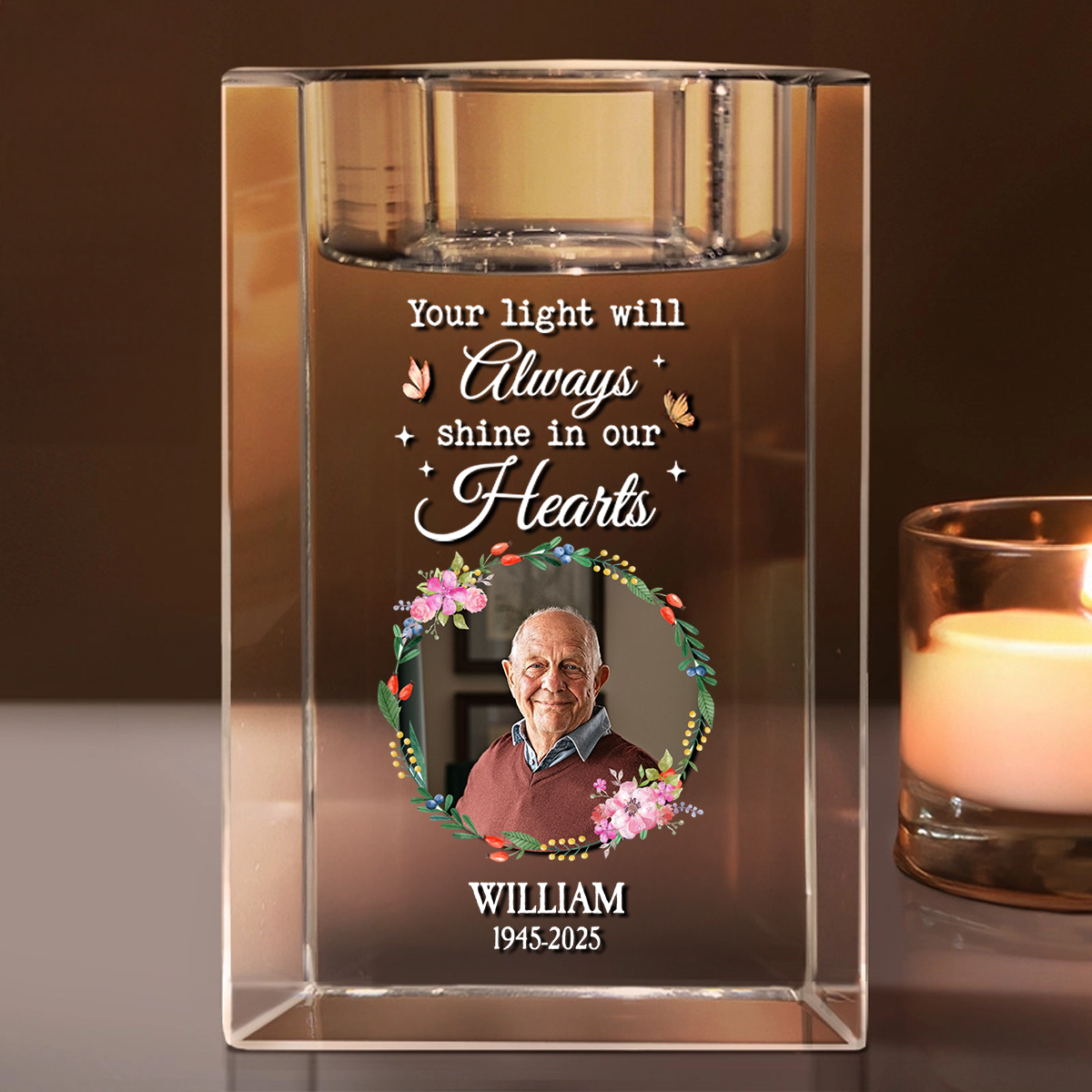 In Loving Memory - Personalized Crystal Candle Holder