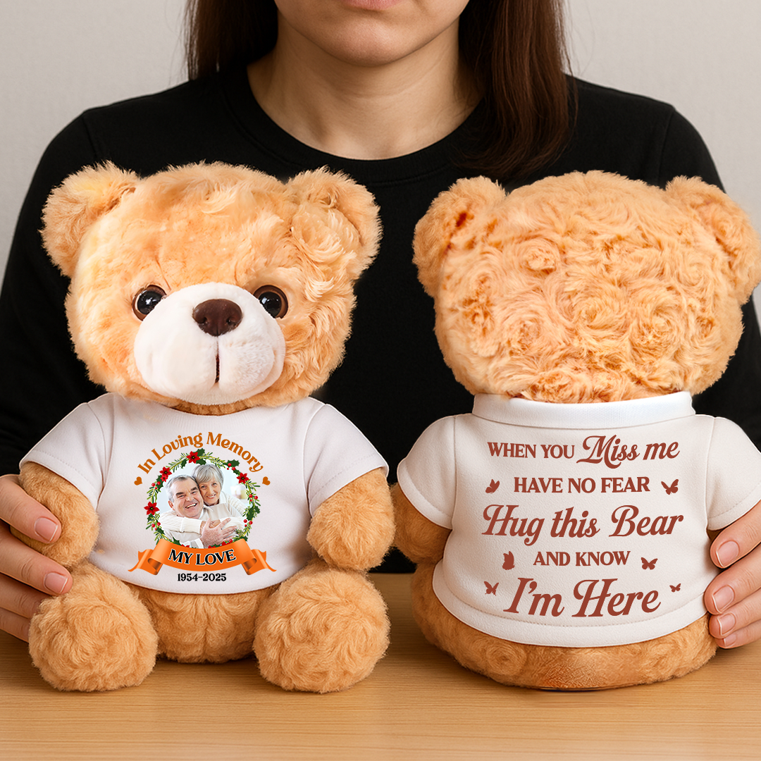 In Loving Memory - Personalized Memorial Bear Plush - Custom Name and Photo Teddy Bear