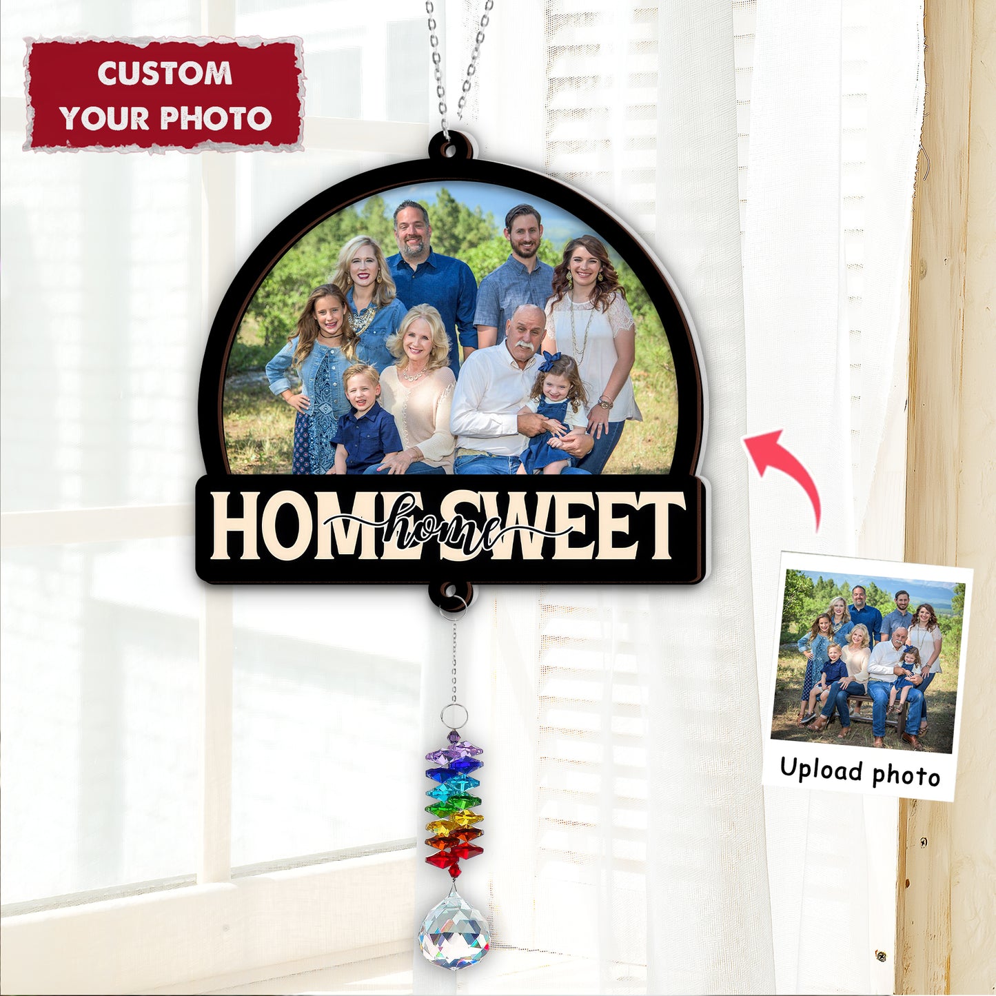 Home Sweet Home - Ornament Hanging Piece With Crystal Charm - Family Gift