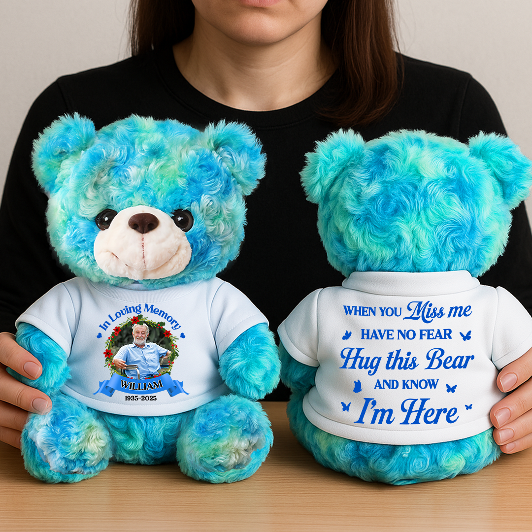 In Loving Memory - Personalized Memorial Bear Plush - Custom Name and Photo Teddy Bear