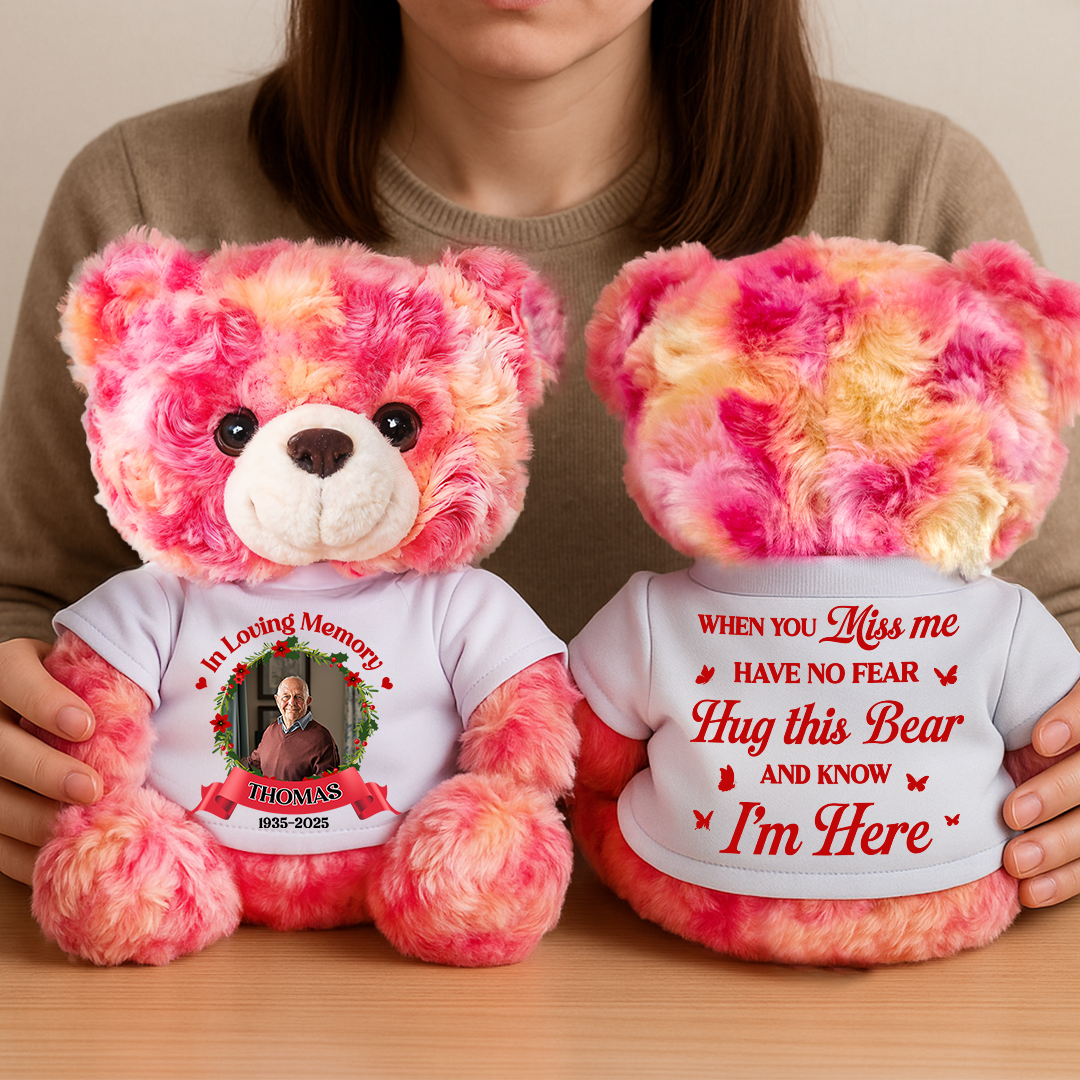 In Loving Memory - Personalized Memorial Bear Plush - Custom Name and Photo Teddy Bear