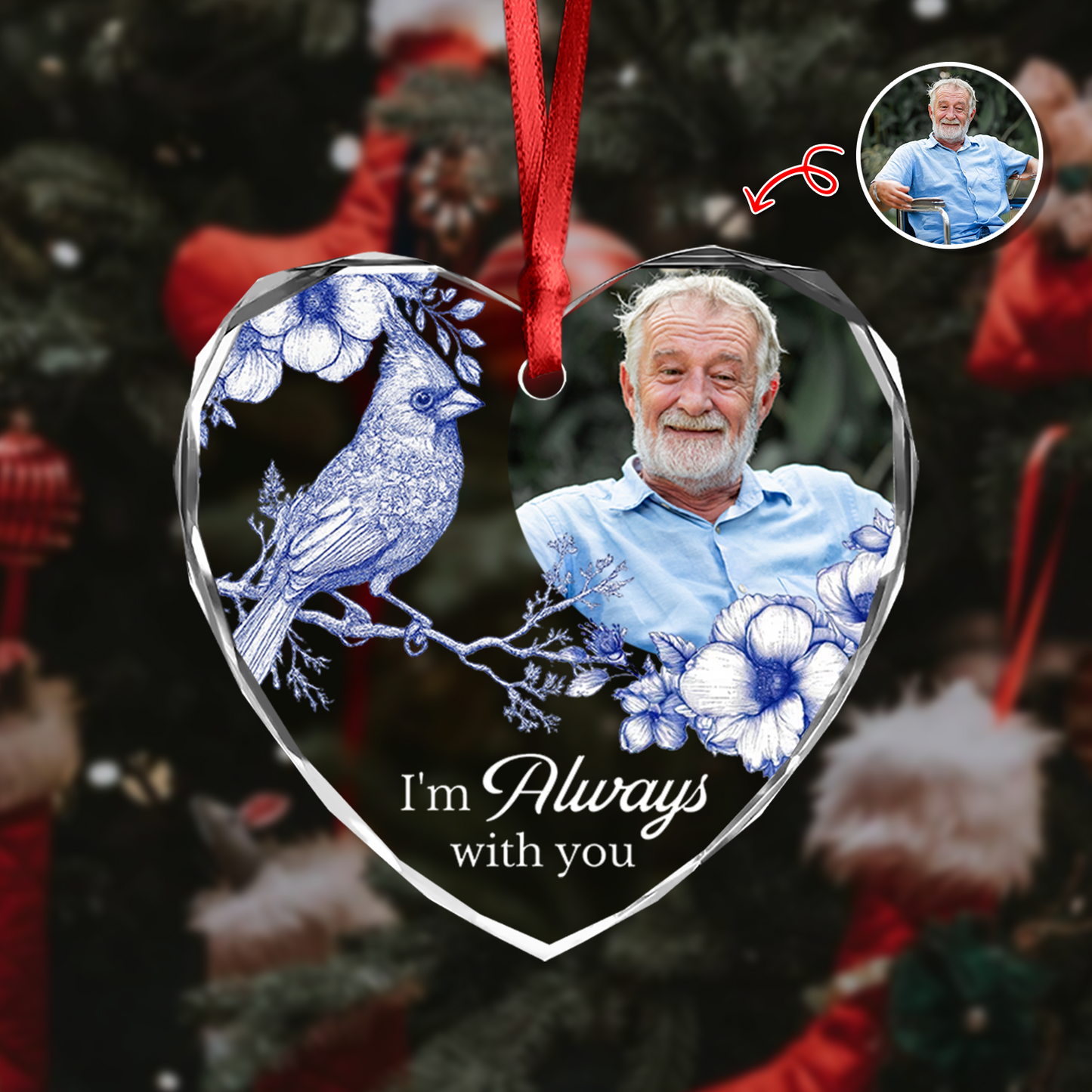 I'm always with you - Personalized Custom Glass Ornament