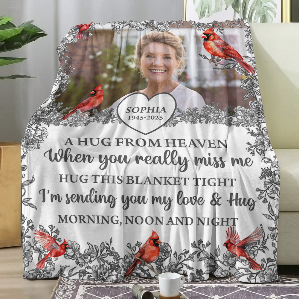 Custom Name and Photo Memorial Blanket - Sympathy Gift - Personalized Custom Memorial Blanket