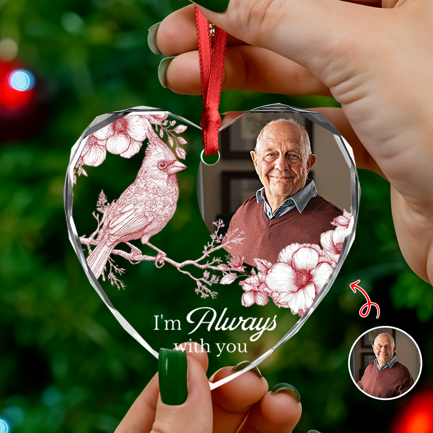 I'm always with you - Personalized Custom Glass Ornament