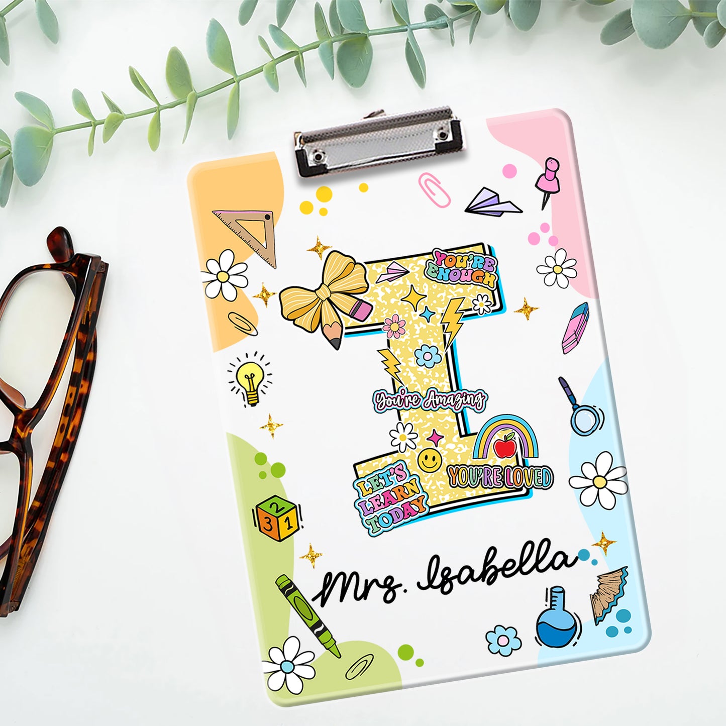 Custom Name with Letters - Acrylic Clipboard for Teachers - Custom Teacher Gift