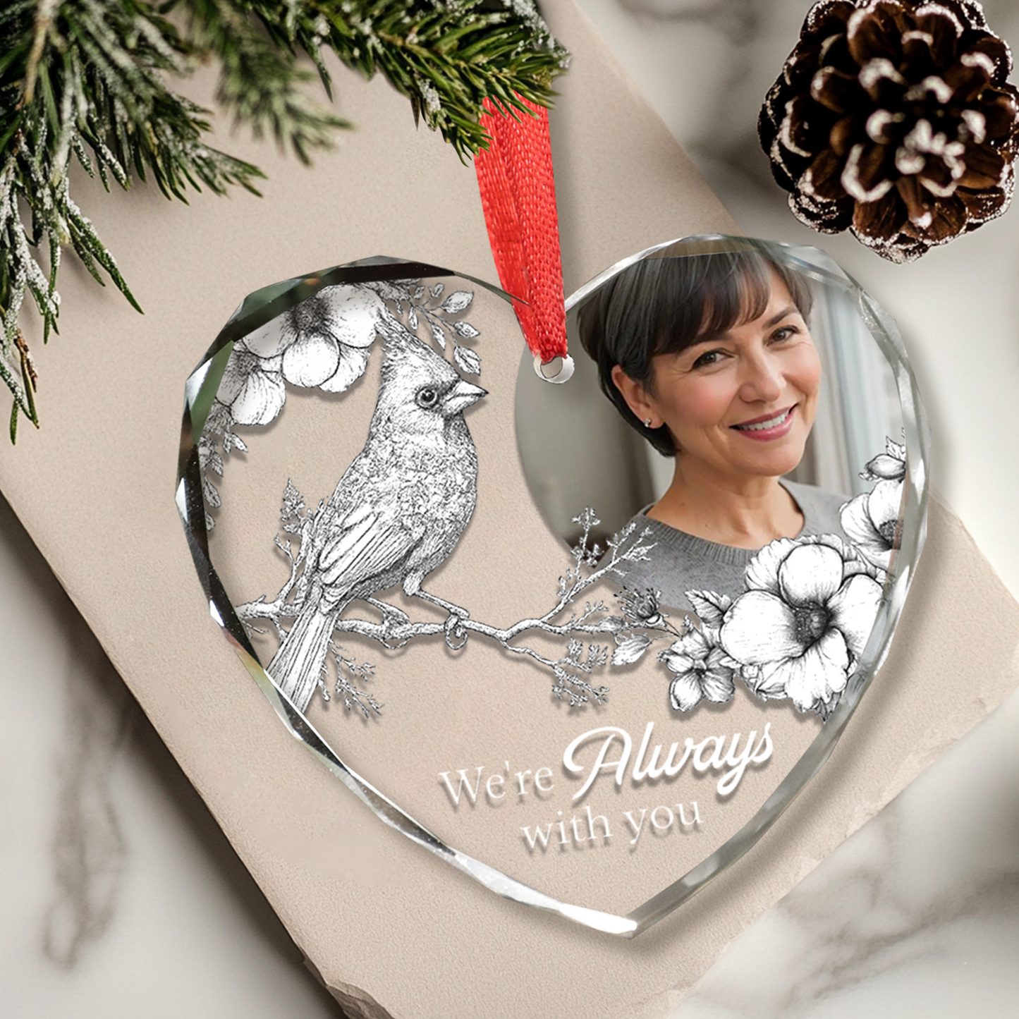 I'm always with you - Personalized Custom Glass Ornament