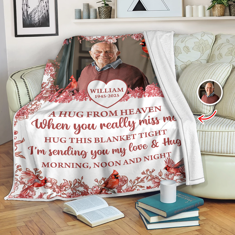 Custom Name and Photo Memorial Blanket - Sympathy Gift - Personalized Custom Memorial Blanket