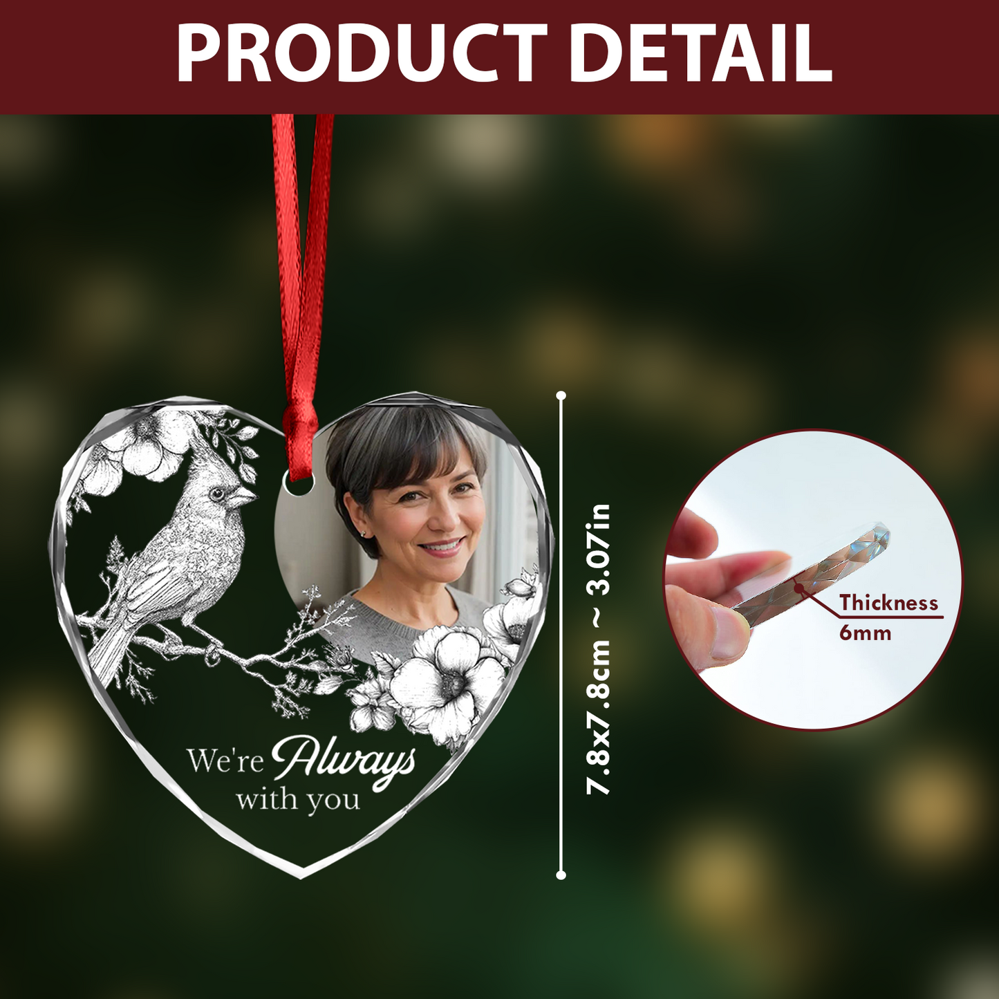 I'm always with you - Personalized Custom Glass Ornament