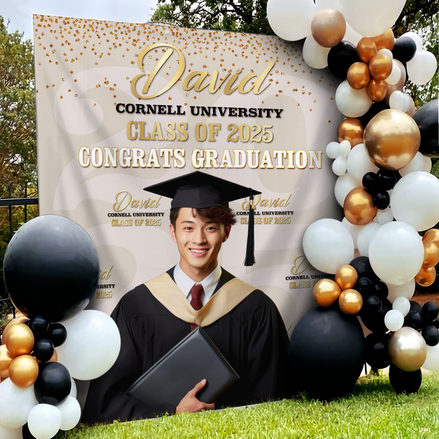 Congrats Class Of 2025 Graduation Backdrop, Graduation Party Decorations