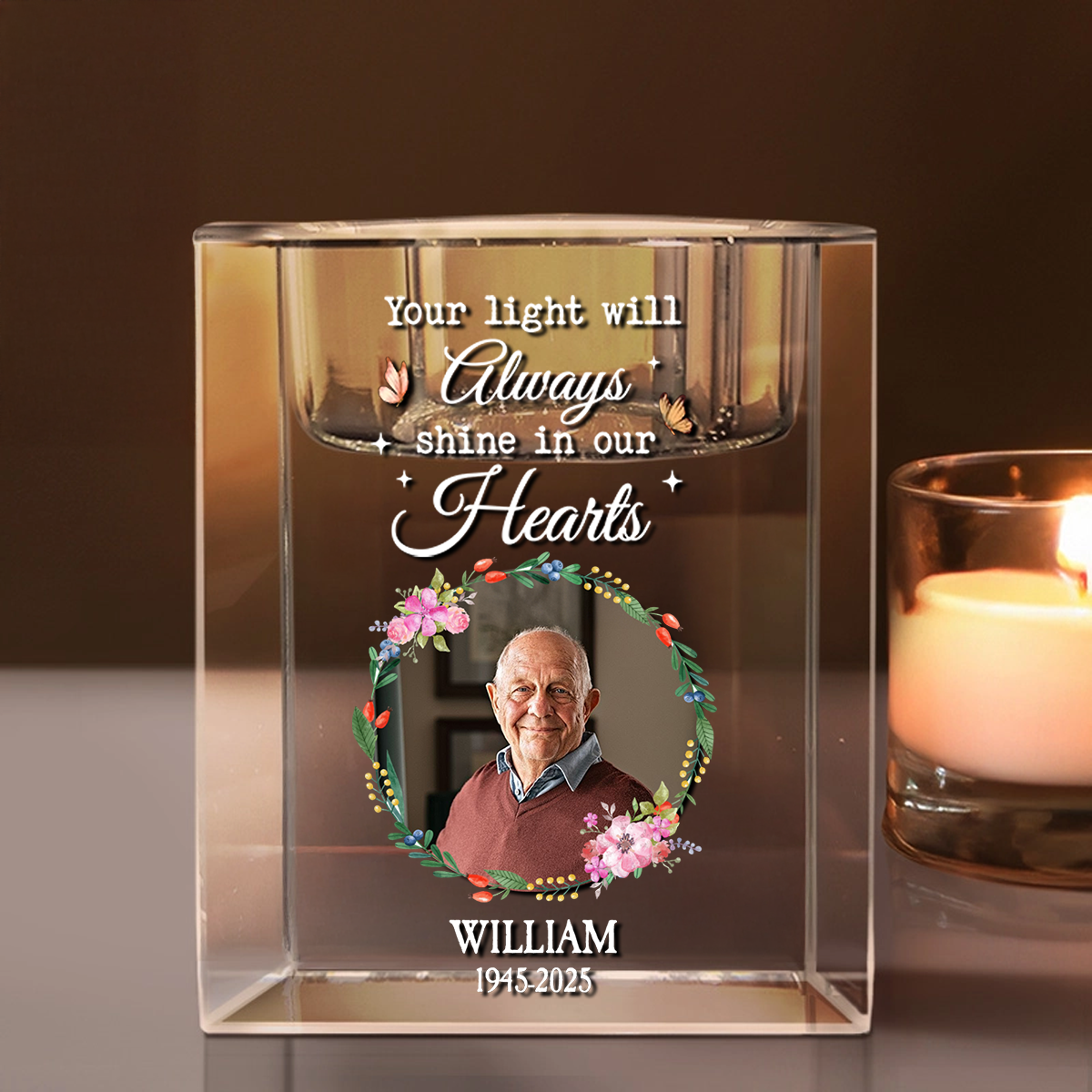 In Loving Memory - Personalized Crystal Candle Holder