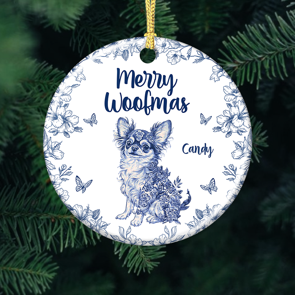 Dog Floral Garden - Personalized Ceramic Ornament