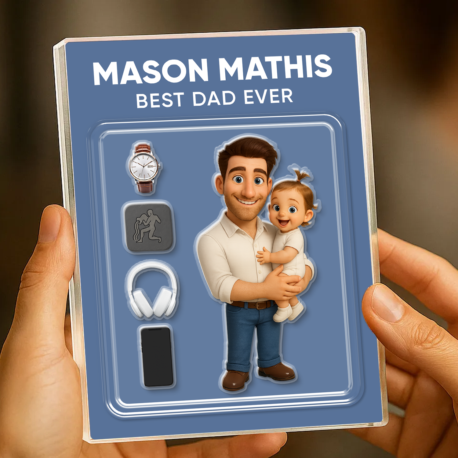 Best Dad Ever - Custom Photo Personalized Acrylic Block Plaque