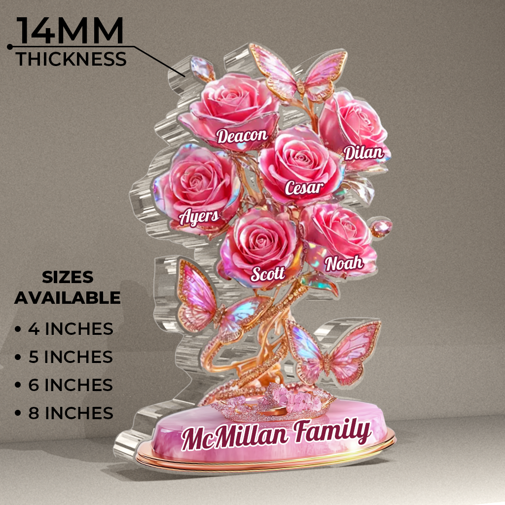 Our Family Flower - Personalized Custom Shaped Acrylic Plaque
