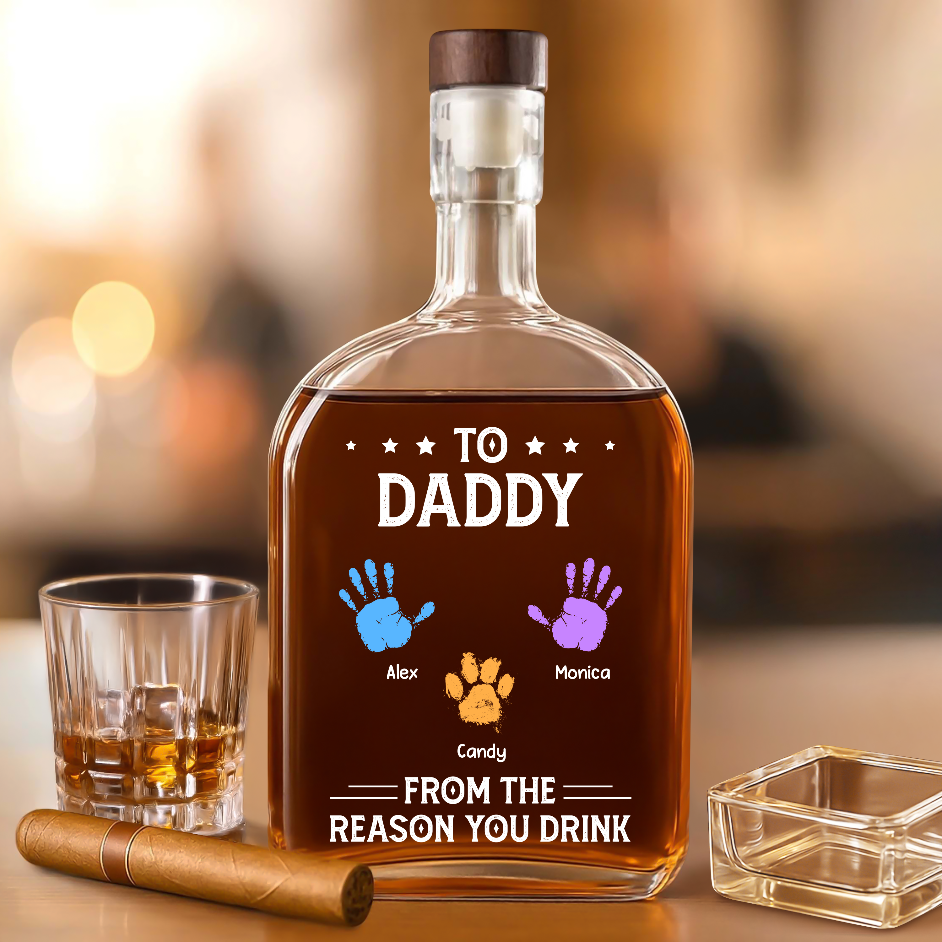 From The Reason You Drink - Family Personalized Custom Whiskey Bottle