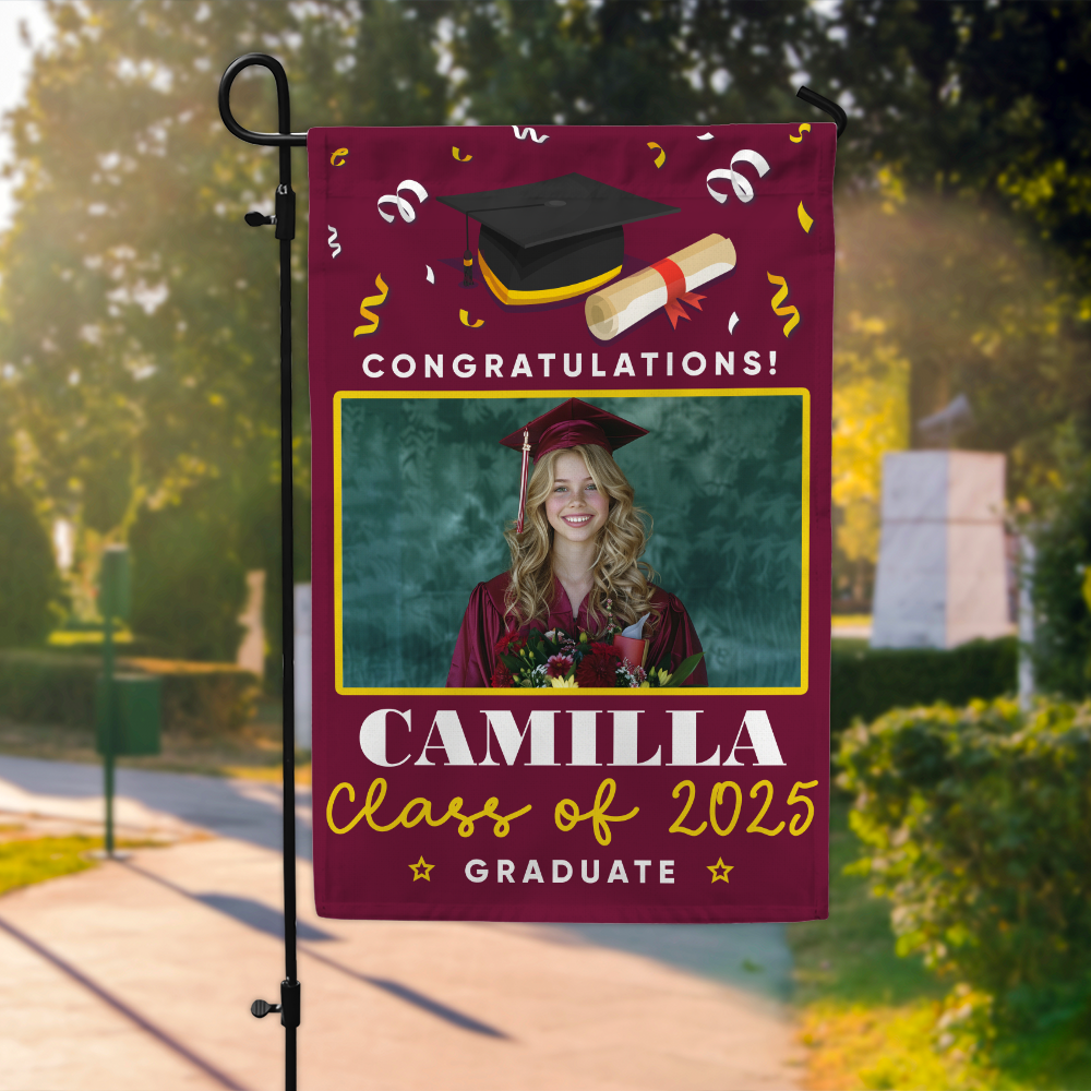 Personalized Graduation Garden Flag Photo Class Of 2025 Gift, Graduation Decorations